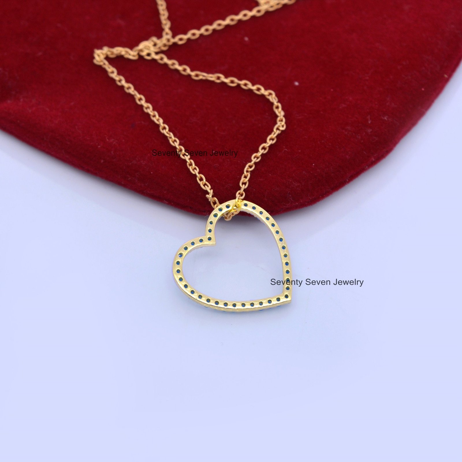 14K Gold Heart Pendant Necklace: Turquoise Charm Holder - View 7 - Seventy Seven Jewelry | SKU: SSMJP530-14KYGTQ-N41-18I-2026 14K Gold Heart Pendant Necklace: Turquoise Charm Holder - View 7 - Seventy Seven Jewelry | SKU: SSMJP530-14KYGTQ-N41-18I-2026