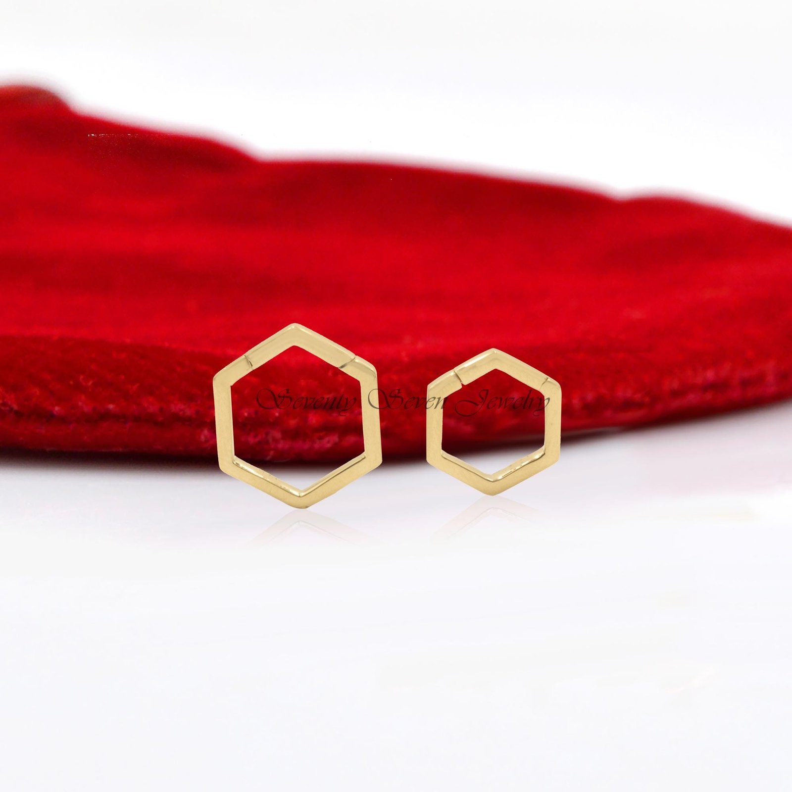 14K Gold Hexagon Charm Enhancer, Geometric Pendant Holder - Seventy Seven Jewelry | SKU: SSMJH449-14KYG-2026 14K Gold Hexagon Charm Enhancer, Geometric Pendant Holder - Seventy Seven Jewelry | SKU: SSMJH449-14KYG-2026