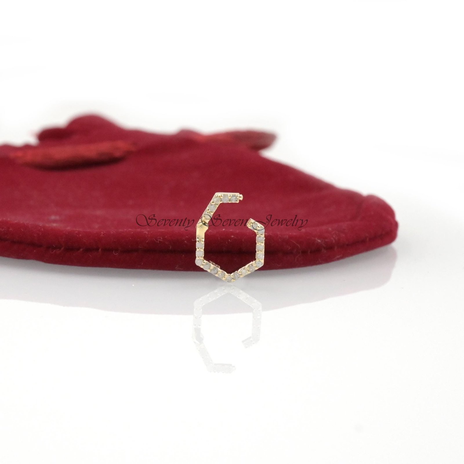 14k Gold Hexagon Charm Enhancer: SI-GH Lab Diamond Snap Link Lock - Seventy Seven Jewelry | SKU: SSMJH691-14KYGYSP,SSMJH691-1 14k Gold Hexagon Charm Enhancer: SI-GH Lab Diamond Snap Link Lock - Seventy Seven Jewelry | SKU: SSMJH691-14KYGYSP,SSMJH691-1