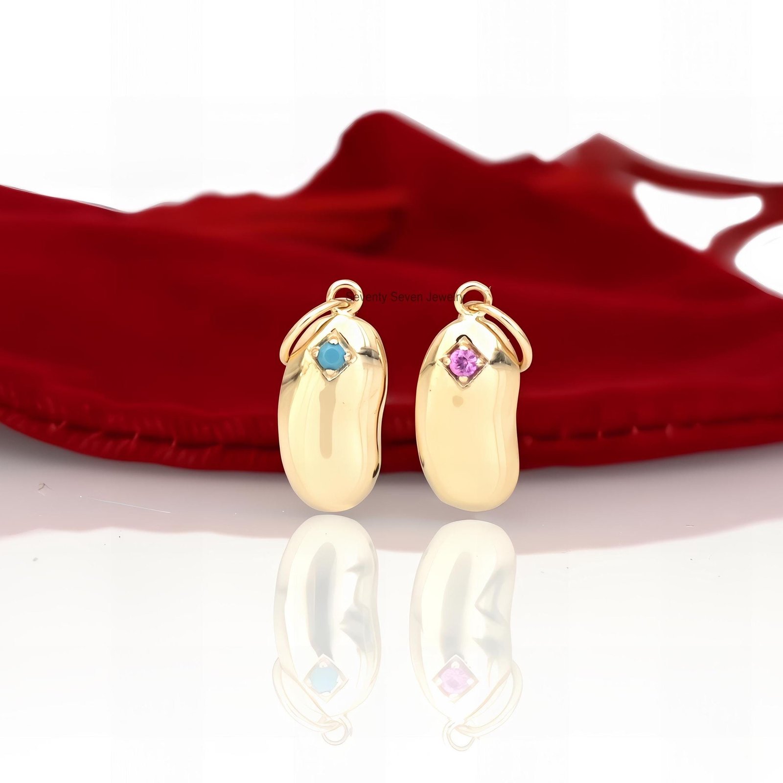 14K Gold Kidney Bean Charm with Blue Topaz - Seventy Seven Jewelry | SKU: SSMJP426-14KYGBT,SSMJP426-14KYGPSP,SSMJP426-14KYGAQ 14K Gold Kidney Bean Charm with Blue Topaz - Seventy Seven Jewelry | SKU: SSMJP426-14KYGBT,SSMJP426-14KYGPSP,SSMJP426-14KYGAQ