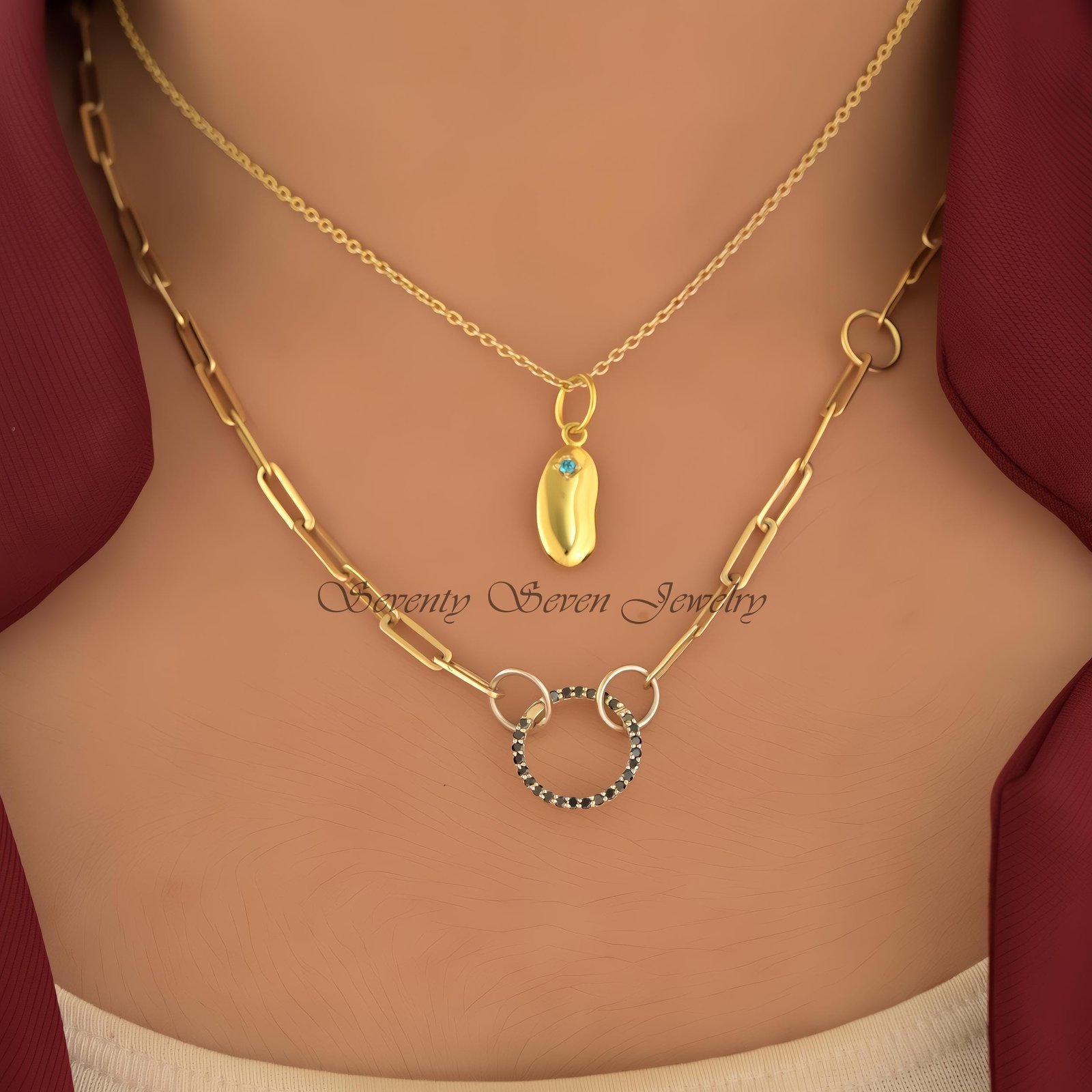 14K Gold Lab Diamond Circle Enhancer, 15MM Charm Holder - View 2 - Seventy Seven Jewelry | SKU: SSMJH719-14KYGRU-15M,SSMJH719 14K Gold Lab Diamond Circle Enhancer, 15MM Charm Holder - View 2 - Seventy Seven Jewelry | SKU: SSMJH719-14KYGRU-15M,SSMJH719