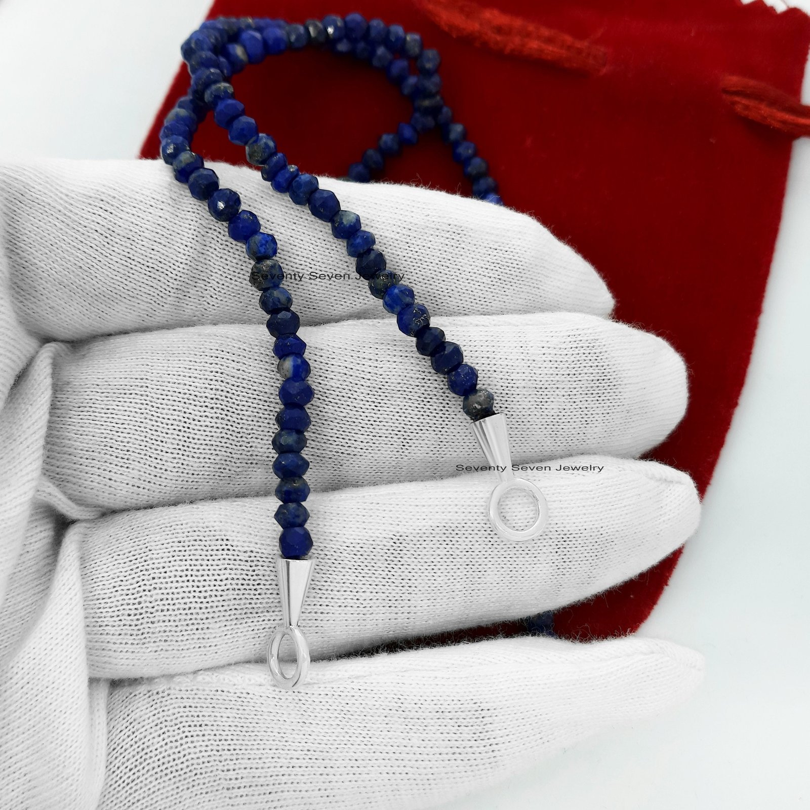 14k Gold Lapis Beads Chain Necklace: Charms Holder - View 4 - Seventy Seven Jewelry | SKU: SSMJF121-14KYG-2026,SSMJN247-14KYG 14k Gold Lapis Beads Chain Necklace: Charms Holder - View 4 - Seventy Seven Jewelry | SKU: SSMJF121-14KYG-2026,SSMJN247-14KYG