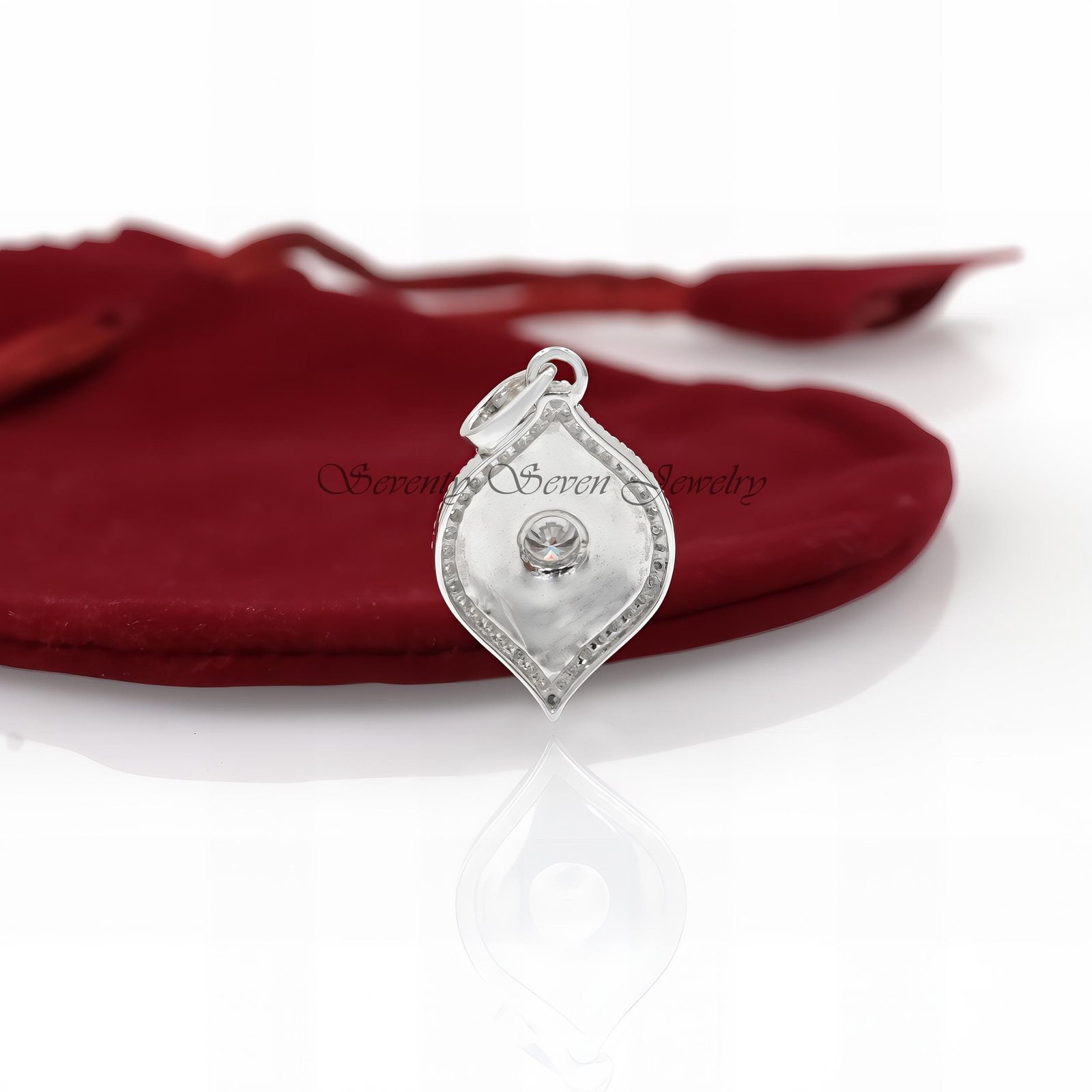 14K Gold Moissanite Evil Eye Pendant: Fluted Protection Charm - View 5 - Seventy Seven Jewelry | SKU: SSMJP2510-SLYGMN-1\2026 14K Gold Moissanite Evil Eye Pendant: Fluted Protection Charm - View 5 - Seventy Seven Jewelry | SKU: SSMJP2510-SLYGMN-1\2026