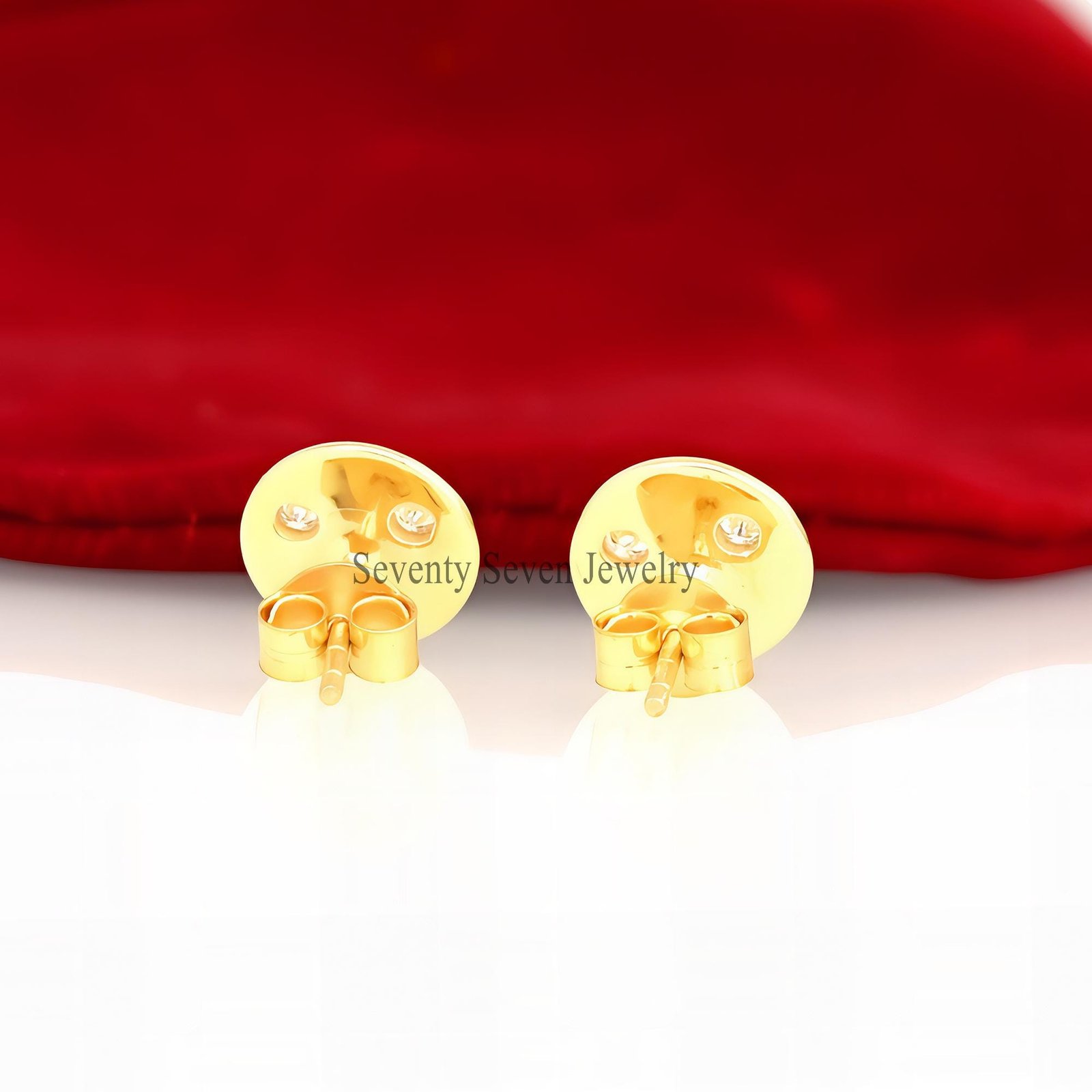 14K Gold Moissanite Happy Face Stud Earrings - View 7 - Seventy Seven Jewelry | SKU: MJE1358-14KYGMN,MJE1359-14KYGMN,MJE1360- 14K Gold Moissanite Happy Face Stud Earrings - View 7 - Seventy Seven Jewelry | SKU: MJE1358-14KYGMN,MJE1359-14KYGMN,MJE1360-