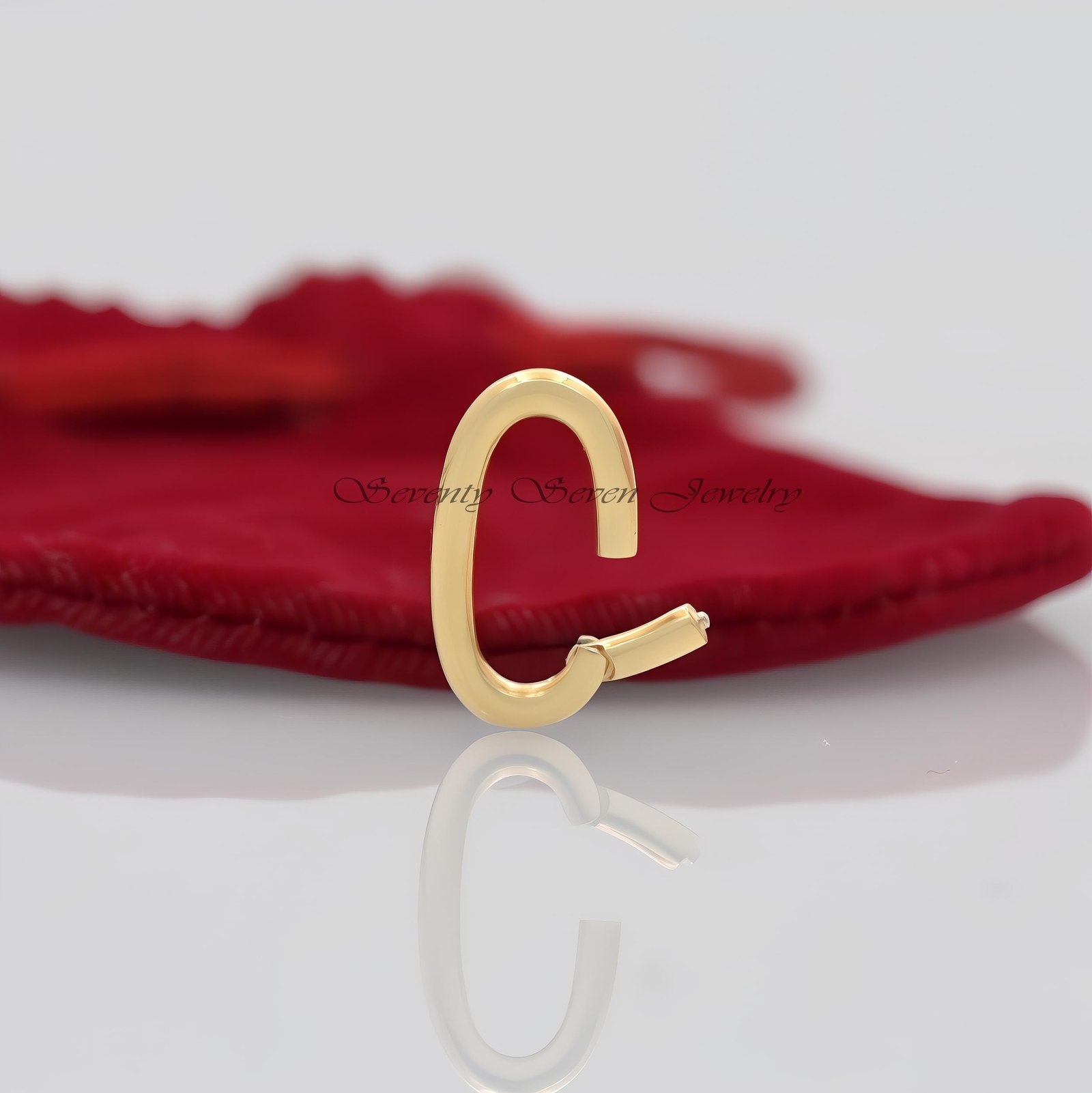 14k Gold Oval Charm Holder: Enhancer Link Lock (20x10 MM) - Seventy Seven Jewelry | SKU: SSMJH75-14KYG-20265 14k Gold Oval Charm Holder: Enhancer Link Lock (20x10 MM) - Seventy Seven Jewelry | SKU: SSMJH75-14KYG-20265