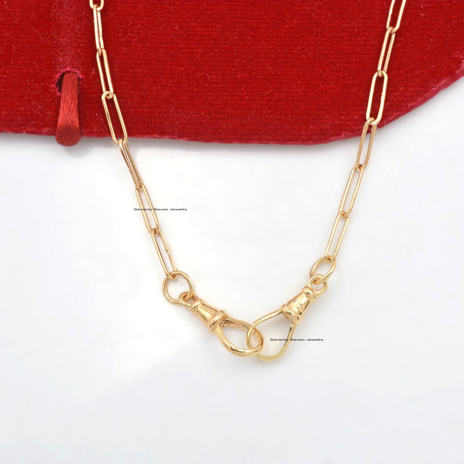 14K Gold Paperclip Chain Necklace: Swivel Lock Oval Link - Seventy Seven Jewelry | SKU: SSG2-14KYG-11M-18I-F214-2Q-16I-V,SSG2 14K Gold Paperclip Chain Necklace: Swivel Lock Oval Link - Seventy Seven Jewelry | SKU: SSG2-14KYG-11M-18I-F214-2Q-16I-V,SSG2