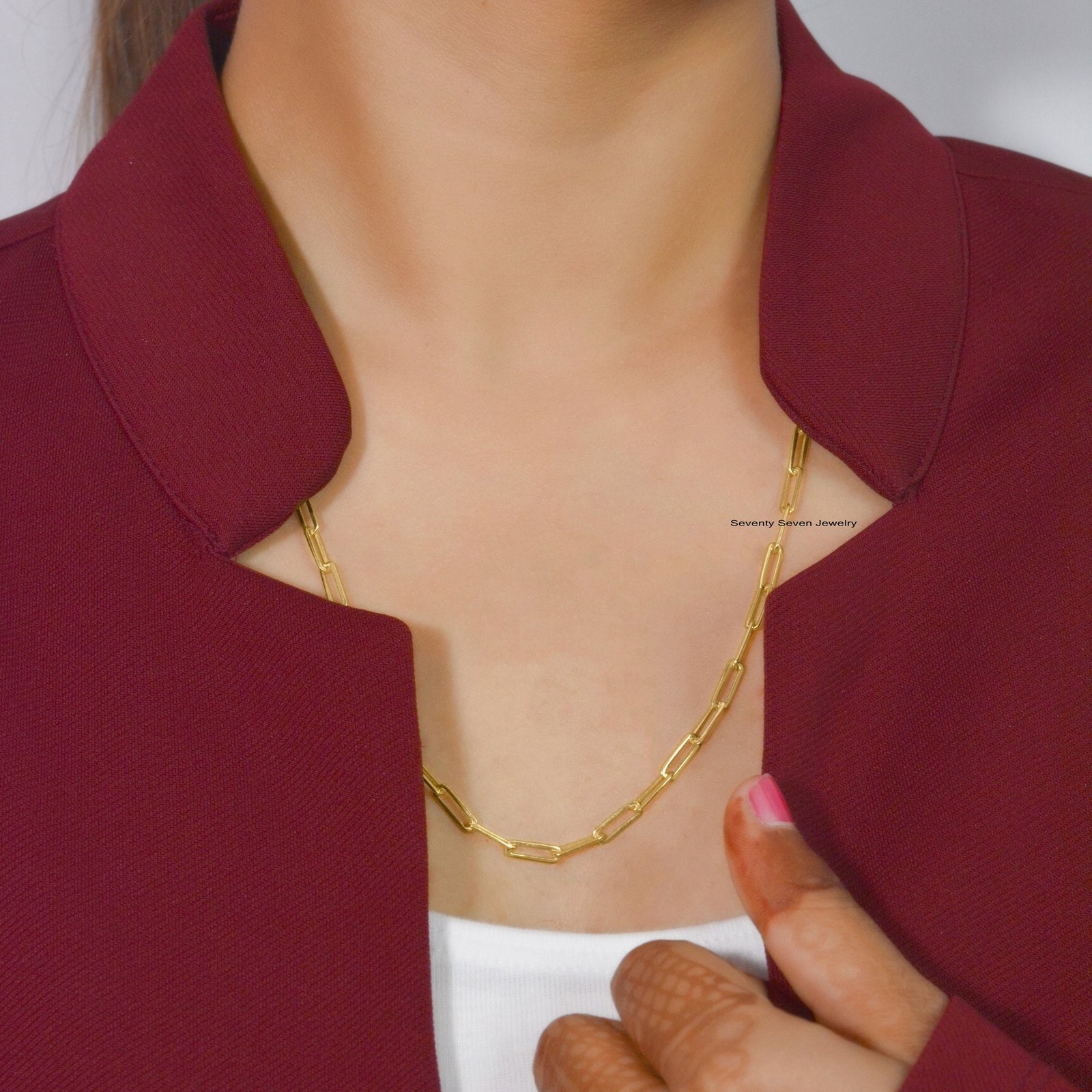 14K Gold Paperclip Link Chain Necklace - Seventy Seven Jewelry | SKU: SSG1-14KYG-10M-22I,SSG1-14KYG-10M-24I,SSG1-14KYG-10M-16 14K Gold Paperclip Link Chain Necklace - Seventy Seven Jewelry | SKU: SSG1-14KYG-10M-22I,SSG1-14KYG-10M-24I,SSG1-14KYG-10M-16
