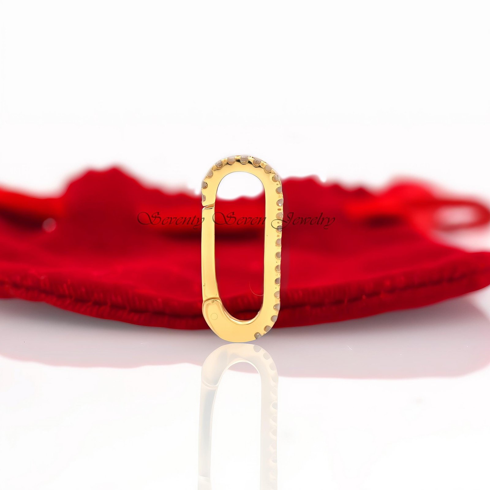 14K Gold Plated Diamond Charm Holder Enhancer, Pave Charms Link Lock Pendant - View 3 - Seventy Seven Jewelry | SKU: SSMJP228 14K Gold Plated Diamond Charm Holder Enhancer, Pave Charms Link Lock Pendant - View 3 - Seventy Seven Jewelry | SKU: SSMJP228