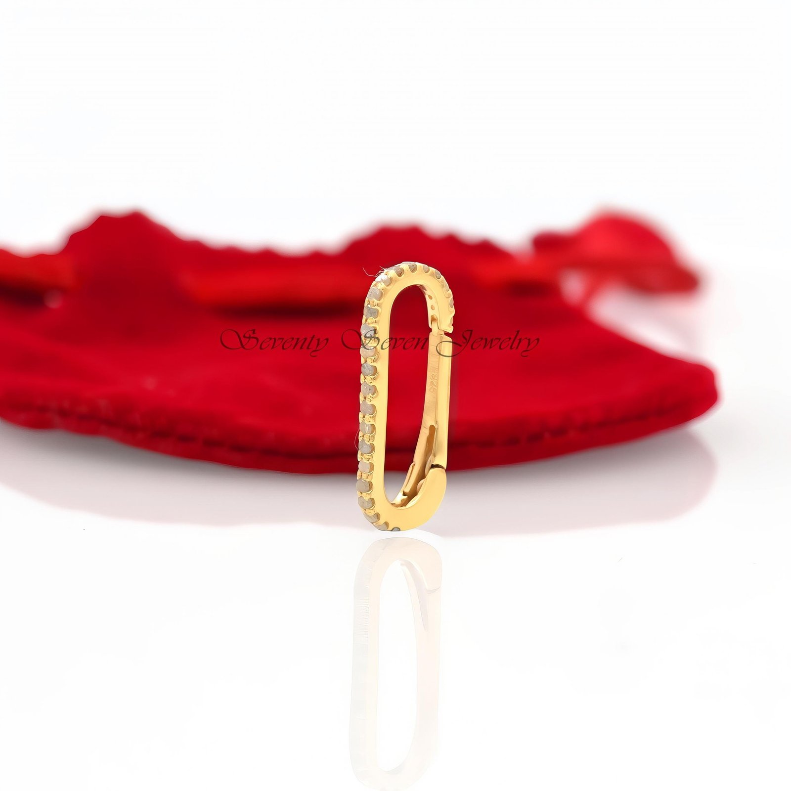 14K Gold Plated Diamond Charm Holder Enhancer, Pave Charms Link Lock Pendant - View 4 - Seventy Seven Jewelry | SKU: SSMJP228 14K Gold Plated Diamond Charm Holder Enhancer, Pave Charms Link Lock Pendant - View 4 - Seventy Seven Jewelry | SKU: SSMJP228