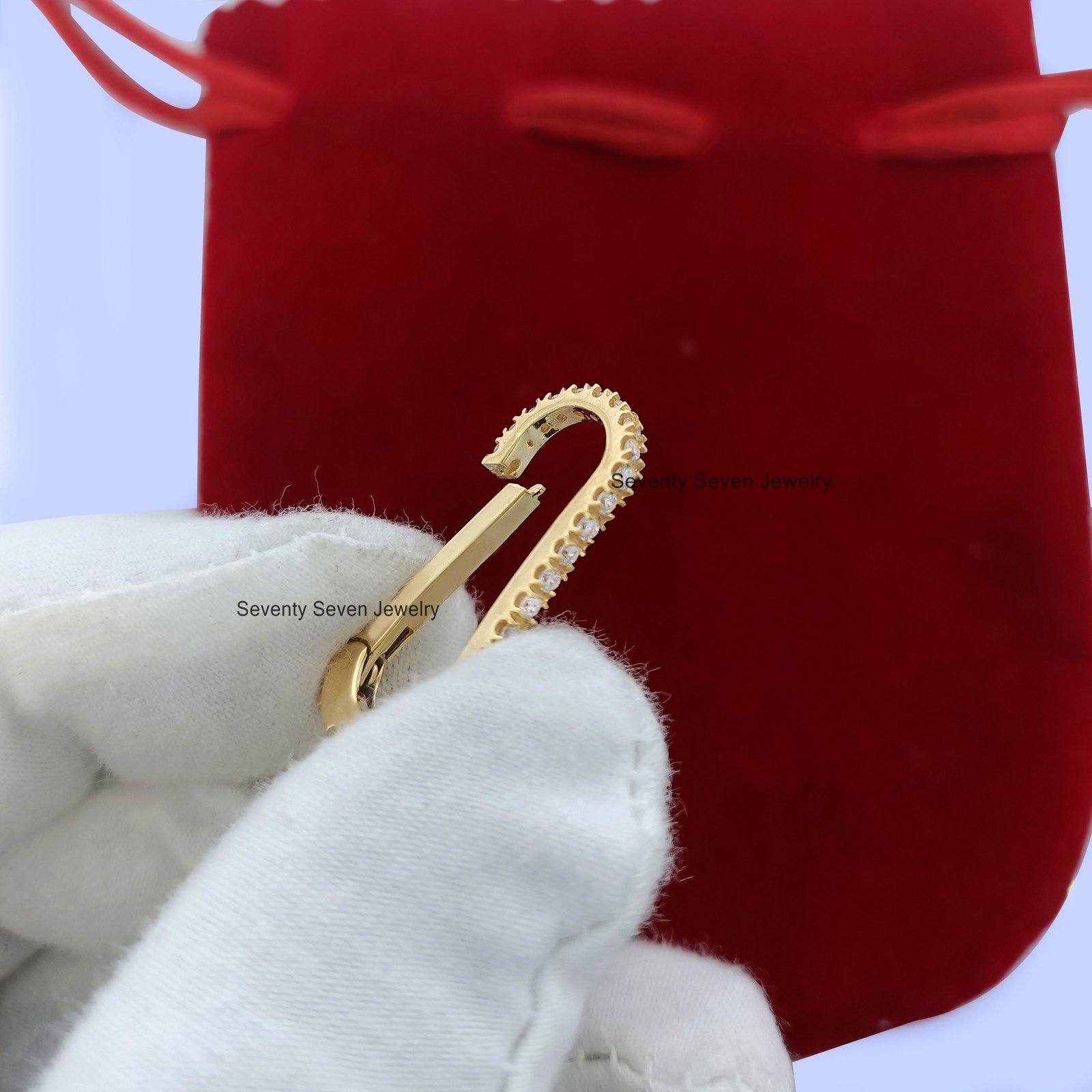 14K Gold Plated Diamond Charm Holder Enhancer, Pave Charms Link Lock Pendant - View 6 - Seventy Seven Jewelry | SKU: SSMJP228 14K Gold Plated Diamond Charm Holder Enhancer, Pave Charms Link Lock Pendant - View 6 - Seventy Seven Jewelry | SKU: SSMJP228