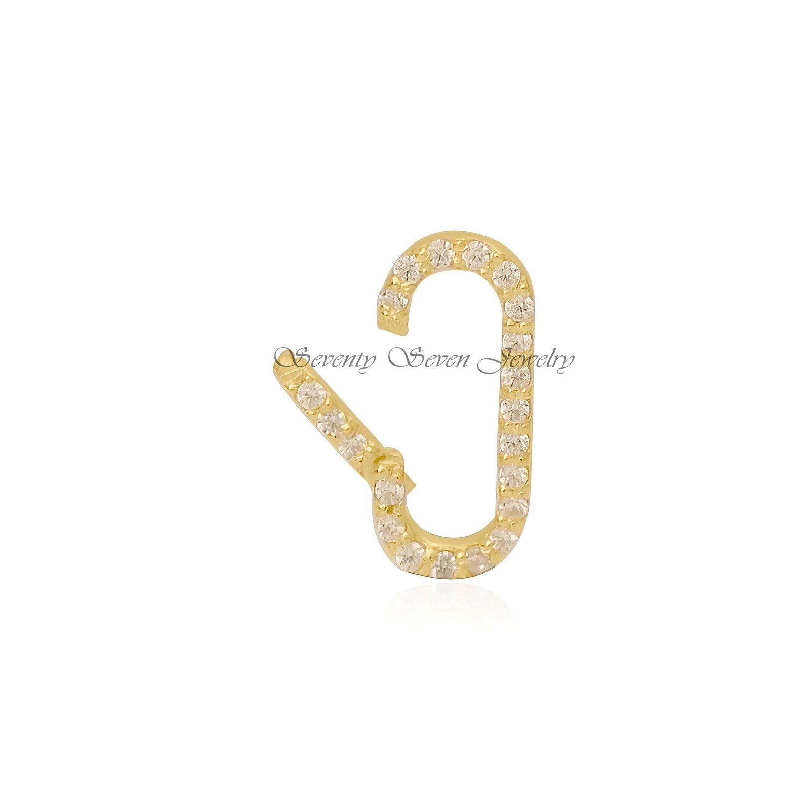 14K Gold Plated Diamond Charm Lock: Handmade 925 Silver Enhancer - View 7 - Seventy Seven Jewelry | SKU: SSMJH718-14KYGDI-202 14K Gold Plated Diamond Charm Lock: Handmade 925 Silver Enhancer - View 7 - Seventy Seven Jewelry | SKU: SSMJH718-14KYGDI-202