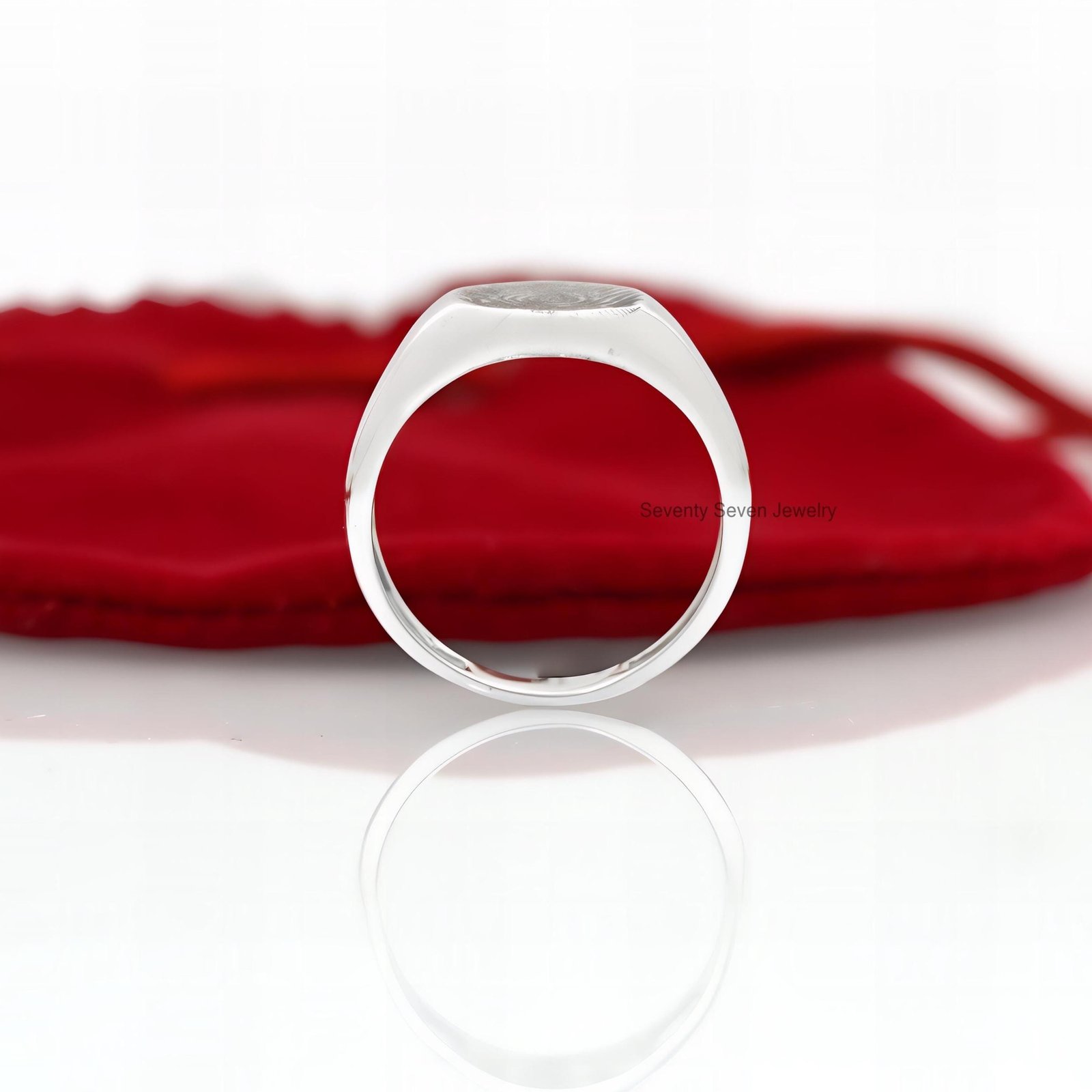 14K Gold Plated Fingerprint Ring: Personalized Memorial Jewelry - View 4 - Seventy Seven Jewelry | SKU: SSMJR2820-SLNS-US-9 14K Gold Plated Fingerprint Ring: Personalized Memorial Jewelry - View 4 - Seventy Seven Jewelry | SKU: SSMJR2820-SLNS-US-9