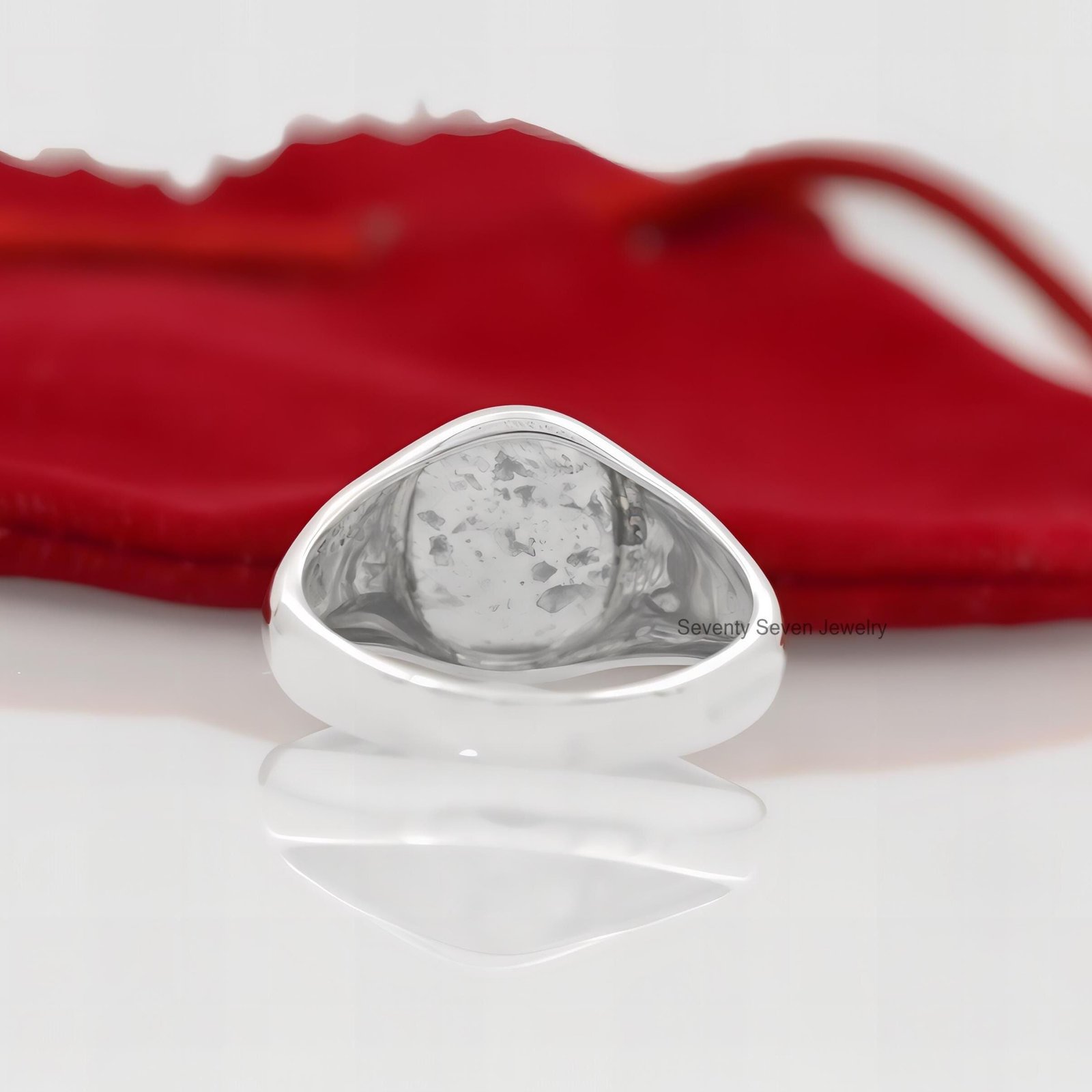 14K Gold Plated Fingerprint Ring: Personalized Memorial Jewelry - View 6 - Seventy Seven Jewelry | SKU: SSMJR2820-SLNS-US-9 14K Gold Plated Fingerprint Ring: Personalized Memorial Jewelry - View 6 - Seventy Seven Jewelry | SKU: SSMJR2820-SLNS-US-9