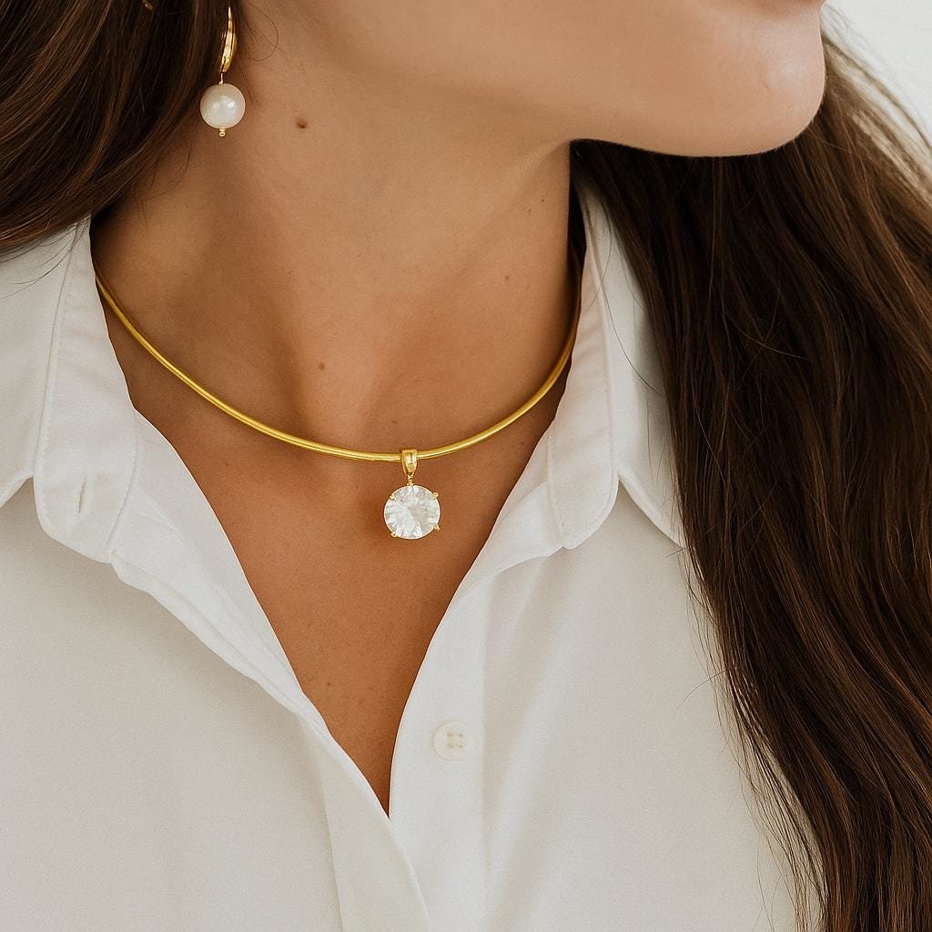 14K Gold Plated Gemstone Drop Pendant: Tiny Charm (15 MM) - View 2 - Seventy Seven Jewelry | SKU: etsy_14k-gold-plated-gemsto 14K Gold Plated Gemstone Drop Pendant: Tiny Charm (15 MM) - View 2 - Seventy Seven Jewelry | SKU: etsy_14k-gold-plated-gemsto