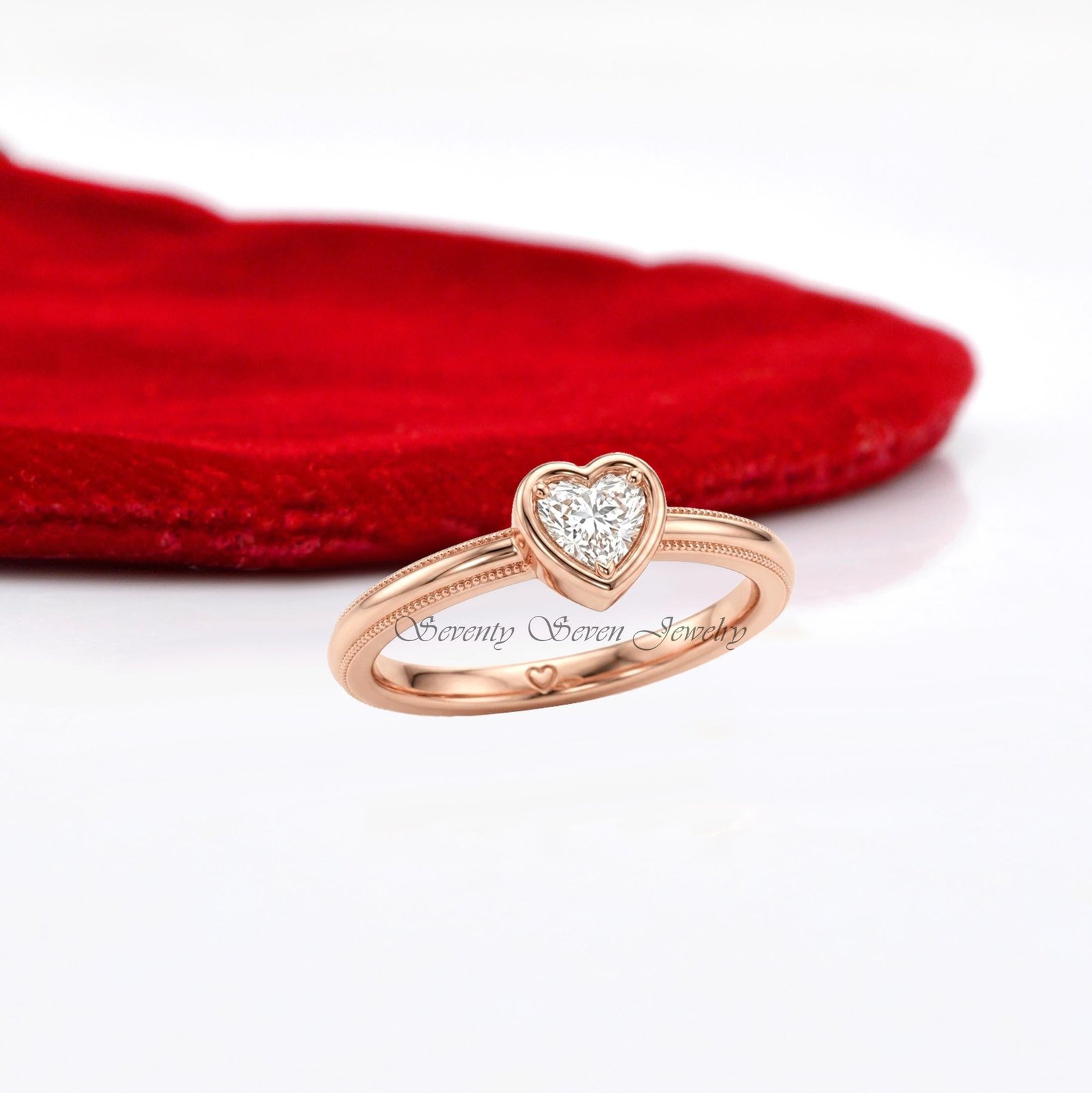 14K Gold Plated Heart Moissanite Ring, Heart Solitaire Ring, Romantic Promise Ring, Dainty Engagement Ring, Gift for Her - Se 14K Gold Plated Heart Moissanite Ring, Heart Solitaire Ring, Romantic Promise Ring, Dainty Engagement Ring, Gift for Her - Se