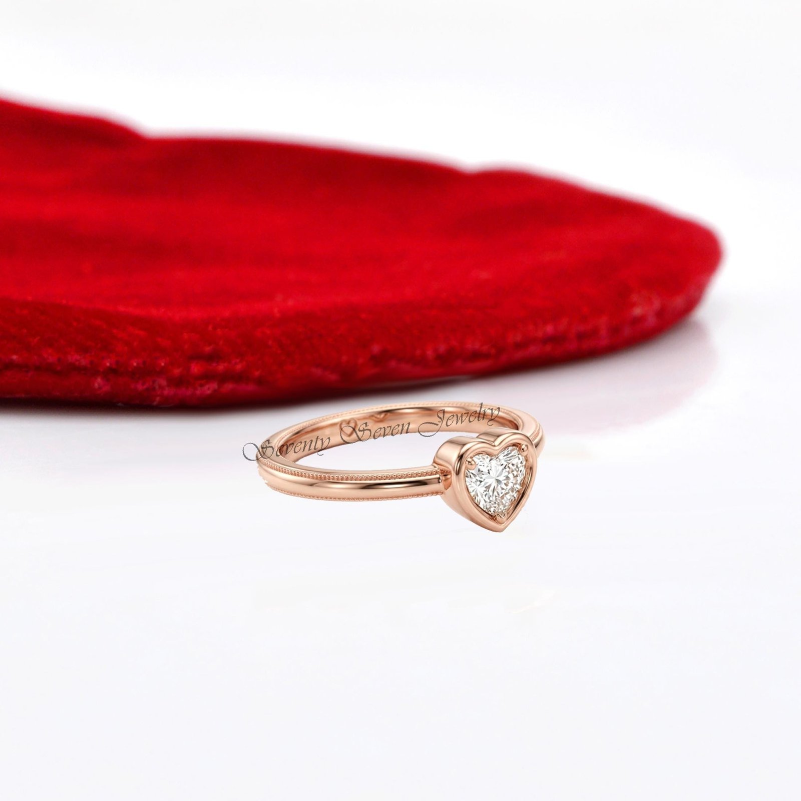 14K Gold Plated Heart Moissanite Ring, Heart Solitaire Ring, Romantic Promise Ring, Dainty Engagement Ring, Gift for Her - Vi 14K Gold Plated Heart Moissanite Ring, Heart Solitaire Ring, Romantic Promise Ring, Dainty Engagement Ring, Gift for Her - Vi