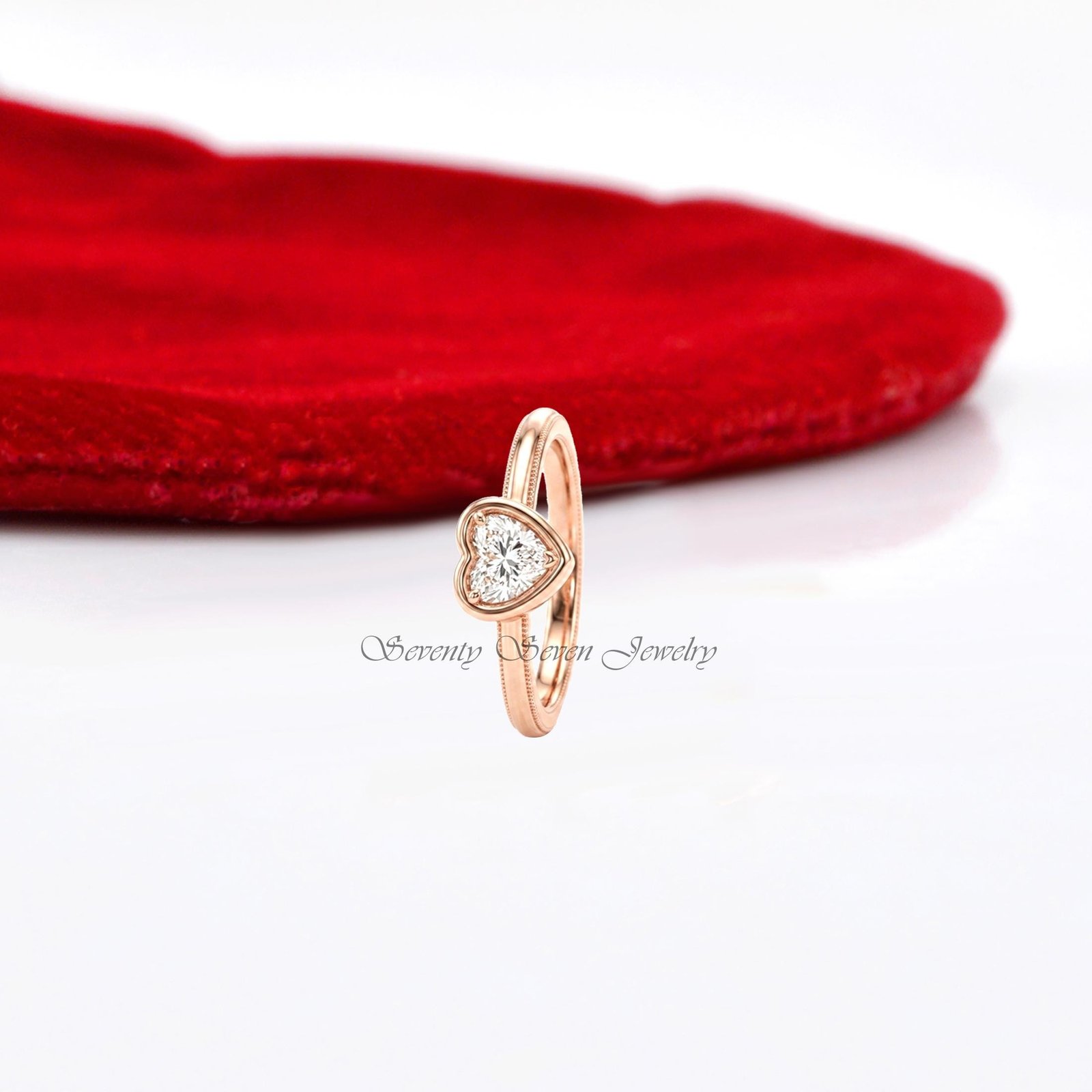 14K Gold Plated Heart Moissanite Ring, Heart Solitaire Ring, Romantic Promise Ring, Dainty Engagement Ring, Gift for Her - Vi 14K Gold Plated Heart Moissanite Ring, Heart Solitaire Ring, Romantic Promise Ring, Dainty Engagement Ring, Gift for Her - Vi