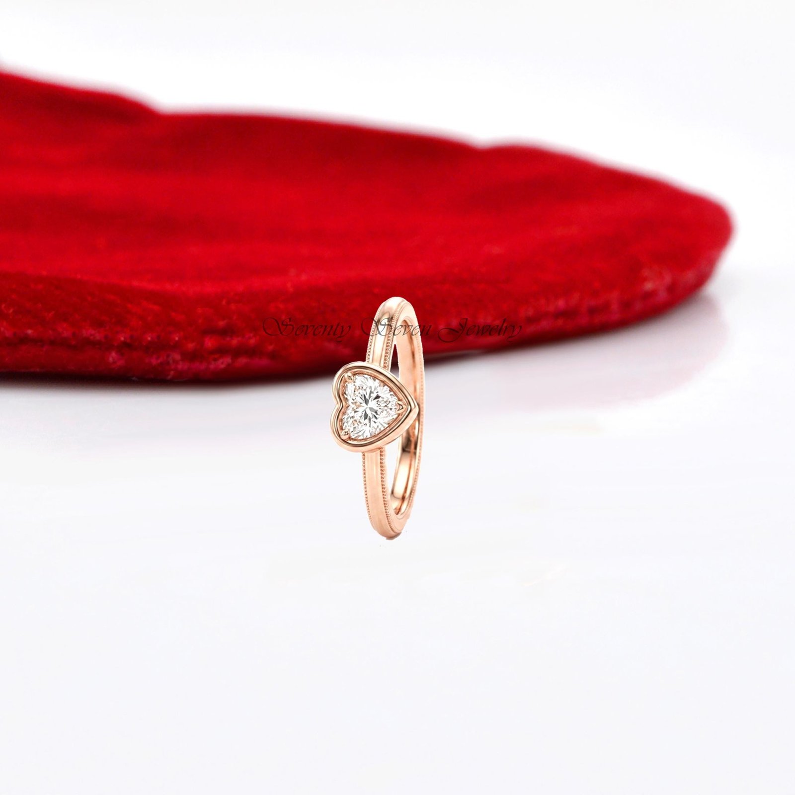 14K Gold Plated Heart Moissanite Ring, Heart Solitaire Ring, Romantic Promise Ring, Dainty Engagement Ring, Gift for Her - Vi 14K Gold Plated Heart Moissanite Ring, Heart Solitaire Ring, Romantic Promise Ring, Dainty Engagement Ring, Gift for Her - Vi