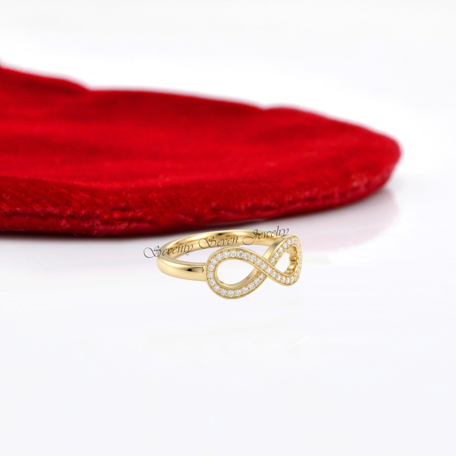 14K Gold Plated Infinity Moissanite Ring, Infinity Promise Ring, Minimalist Infinity Band, Forever Love Ring, Gift for Her - 14K Gold Plated Infinity Moissanite Ring, Infinity Promise Ring, Minimalist Infinity Band, Forever Love Ring, Gift for Her -