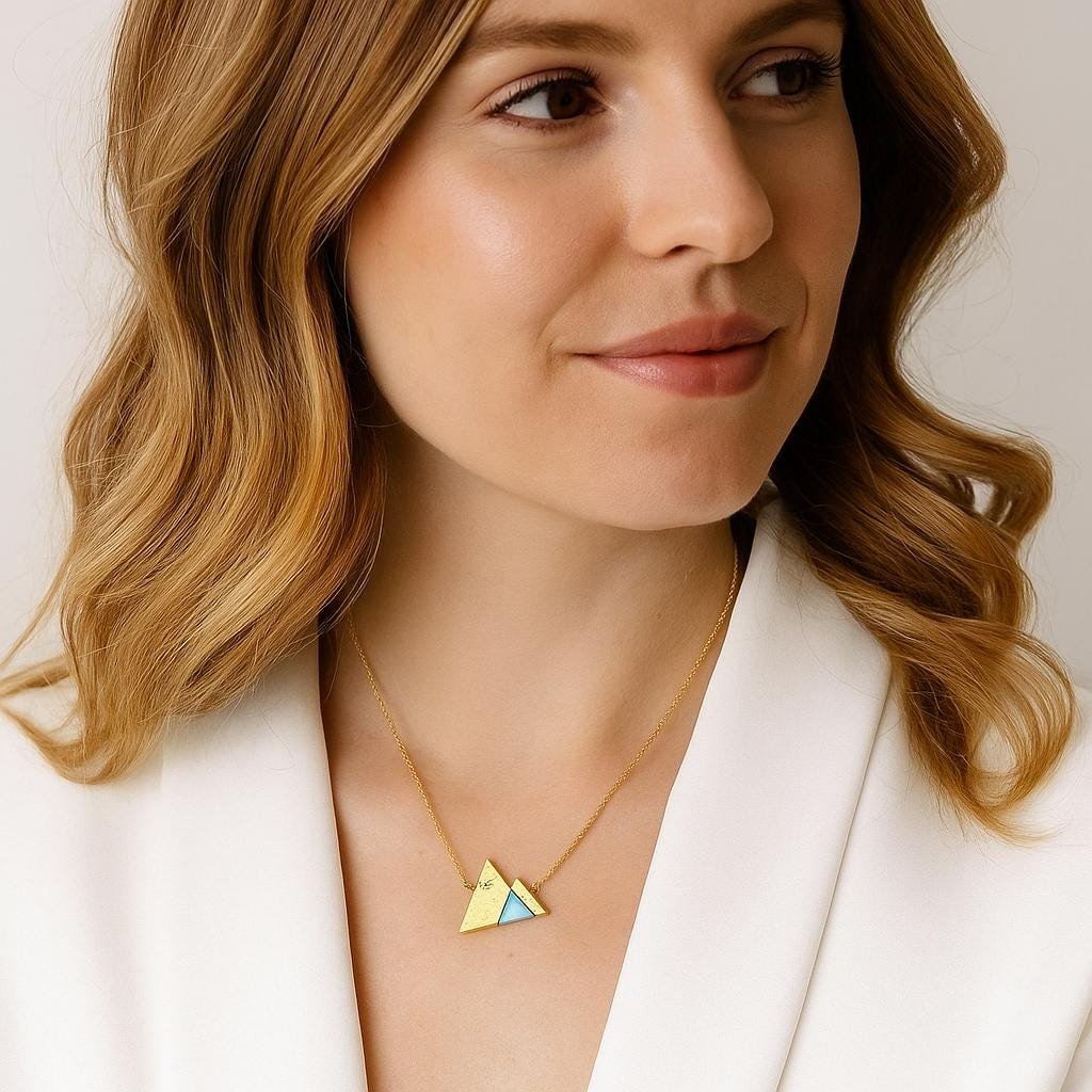 14K Gold Plated Mountain Necklace: Turquoise Accent, Adventure Jewelry - Seventy Seven Jewelry | SKU: SSMJN- 14K Gold Plated Mountain Necklace: Turquoise Accent, Adventure Jewelry - Seventy Seven Jewelry | SKU: SSMJN-