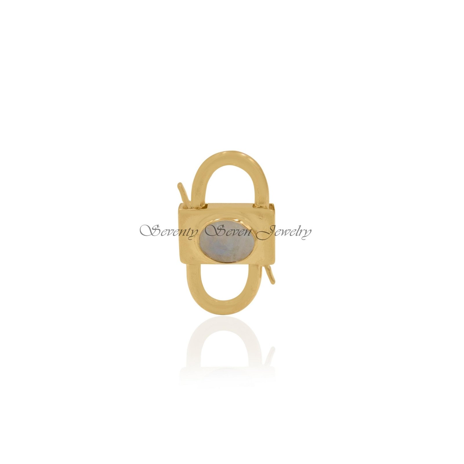 14k Gold Plated Padlock Connector: Vintage Gemstone Jewelry (30*17 MM) - View 5 - Seventy Seven Jewelry | SKU: SSMJP32-SLYGTQ 14k Gold Plated Padlock Connector: Vintage Gemstone Jewelry (30*17 MM) - View 5 - Seventy Seven Jewelry | SKU: SSMJP32-SLYGTQ
