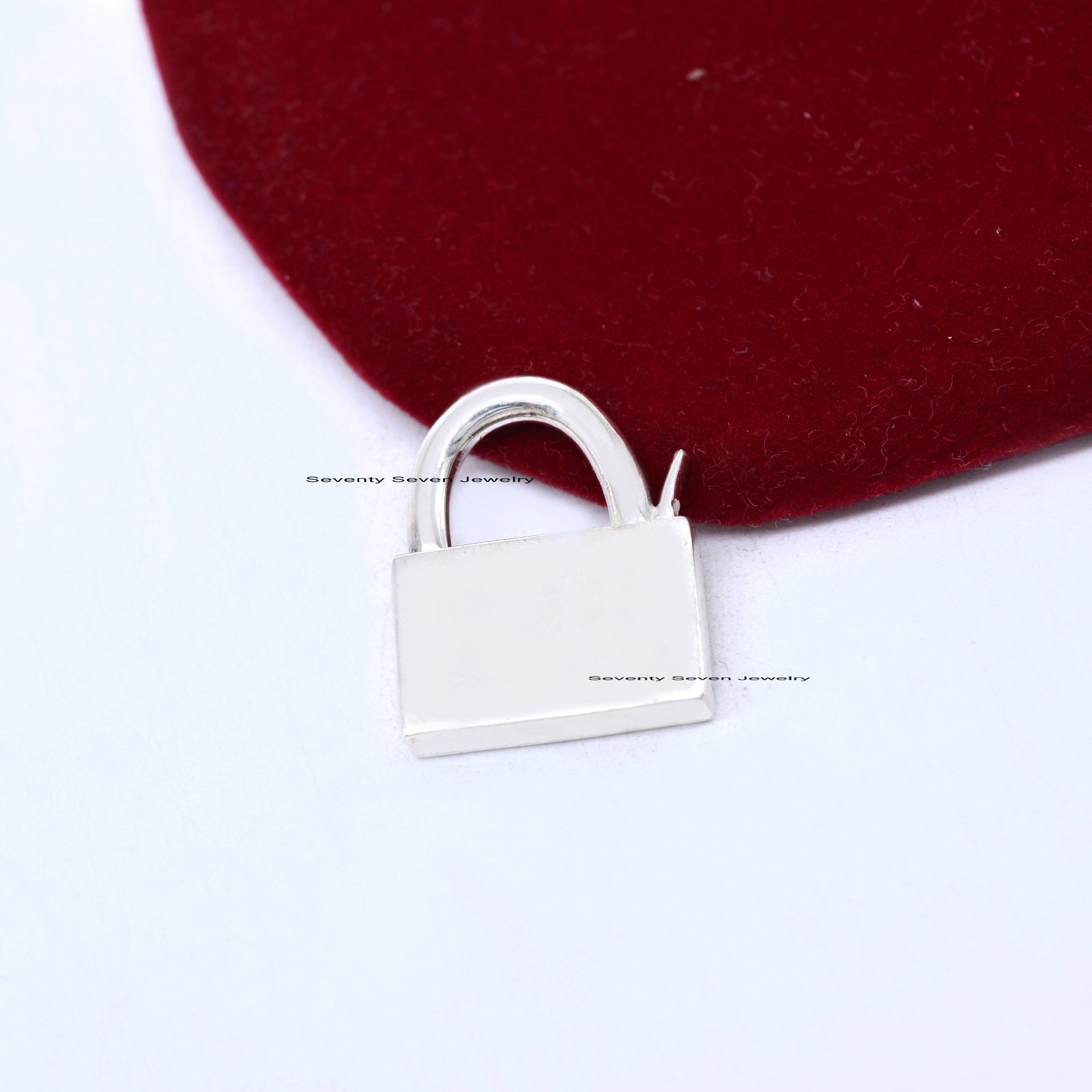 14K Gold Plated Padlock Pendant: Sterling Silver Connector (20x18 MM) - View 4 - Seventy Seven Jewelry | SKU: SSMJP31-1SLYG-2 14K Gold Plated Padlock Pendant: Sterling Silver Connector (20x18 MM) - View 4 - Seventy Seven Jewelry | SKU: SSMJP31-1SLYG-2
