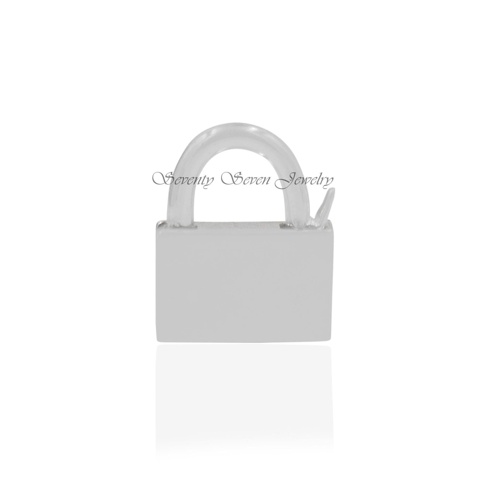 14K Gold Plated Padlock Pendant: Sterling Silver Connector (20x18 MM) - View 7 - Seventy Seven Jewelry | SKU: SSMJP31-1SLYG-2 14K Gold Plated Padlock Pendant: Sterling Silver Connector (20x18 MM) - View 7 - Seventy Seven Jewelry | SKU: SSMJP31-1SLYG-2