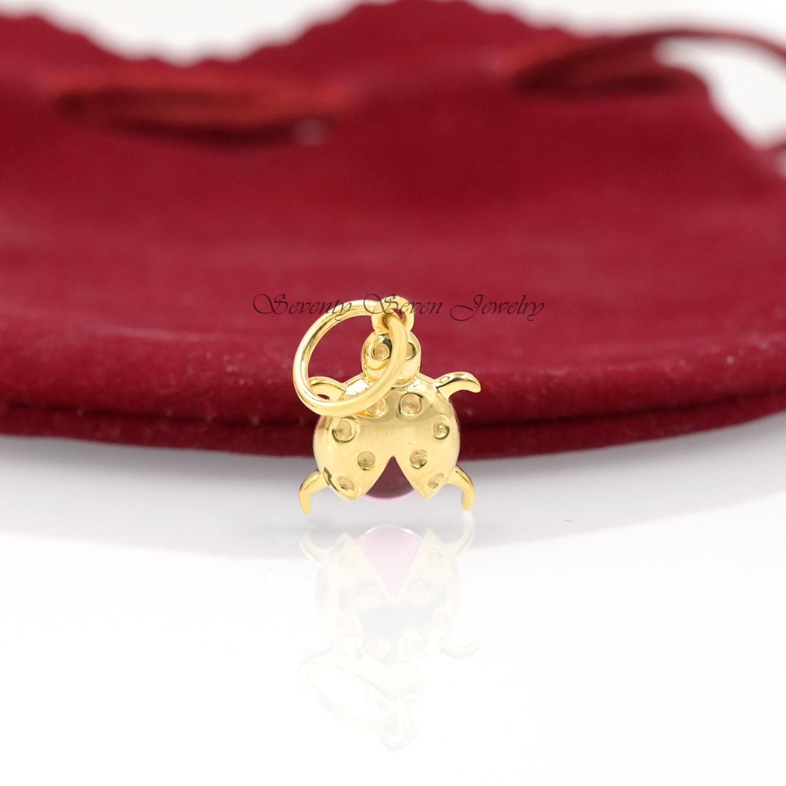 14K Gold Plated Pendant, Silver Ladybug Jewelry, Good Luck Bug Charm - Seventy Seven Jewelry | SKU: SSMJP787-SLYGGT-2026 14K Gold Plated Pendant, Silver Ladybug Jewelry, Good Luck Bug Charm - Seventy Seven Jewelry | SKU: SSMJP787-SLYGGT-2026