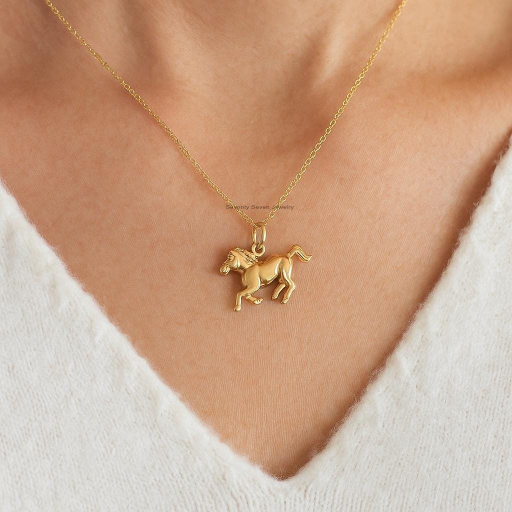 14K Gold Plated Rocking Horse Pendant: Dainty Charm - Seventy Seven Jewelry | SKU: SSMJP 14K Gold Plated Rocking Horse Pendant: Dainty Charm - Seventy Seven Jewelry | SKU: SSMJP