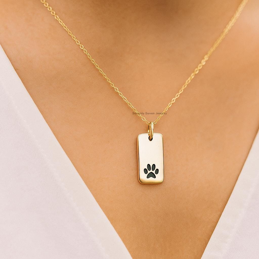 14K Gold Plated Sterling Silver Paw Print Pendant, Pet Lover Charm - Seventy Seven Jewelry | SKU: SSMJP 14K Gold Plated Sterling Silver Paw Print Pendant, Pet Lover Charm - Seventy Seven Jewelry | SKU: SSMJP