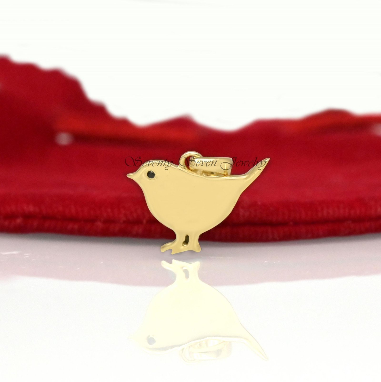 14k Gold Plated Sterling Silver Robin Bird Pendant, Black CZ - Seventy Seven Jewelry | SKU: SSMJP5169-SLYGBKCZ-20M 14k Gold Plated Sterling Silver Robin Bird Pendant, Black CZ - Seventy Seven Jewelry | SKU: SSMJP5169-SLYGBKCZ-20M