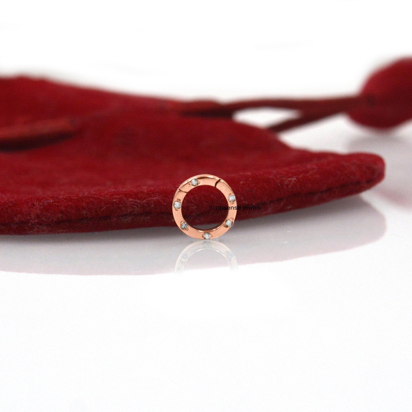 14k Gold Round Charm Holder, Gemstone Circle Enhancer Link, Clicker Lock - View 4 - Seventy Seven Jewelry | SKU: SSMJH976-14K 14k Gold Round Charm Holder, Gemstone Circle Enhancer Link, Clicker Lock - View 4 - Seventy Seven Jewelry | SKU: SSMJH976-14K