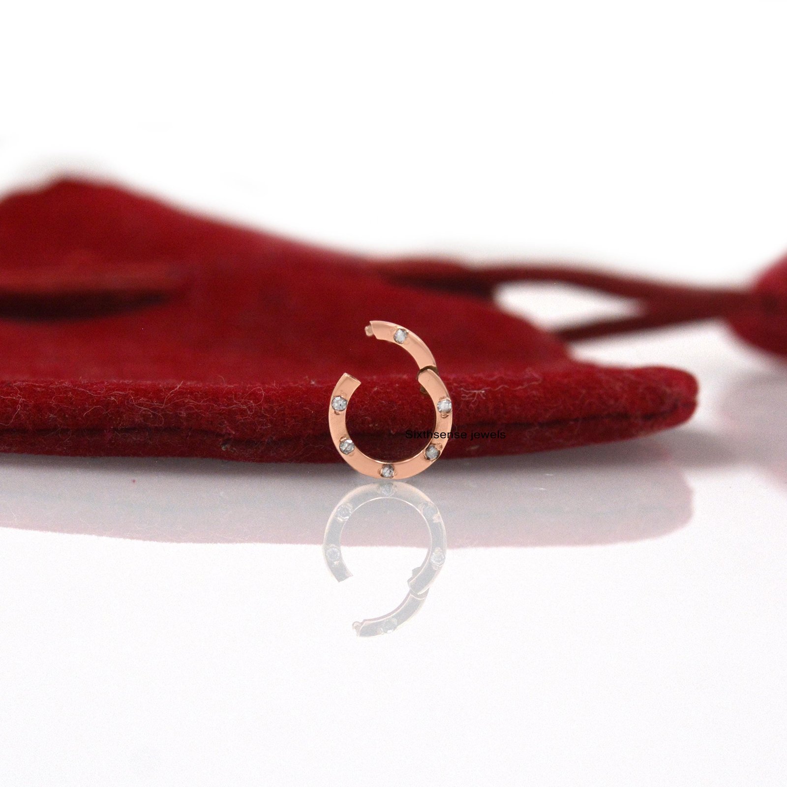 14k Gold Round Charm Holder, Gemstone Circle Enhancer Link, Clicker Lock - View 5 - Seventy Seven Jewelry | SKU: SSMJH976-14K 14k Gold Round Charm Holder, Gemstone Circle Enhancer Link, Clicker Lock - View 5 - Seventy Seven Jewelry | SKU: SSMJH976-14K