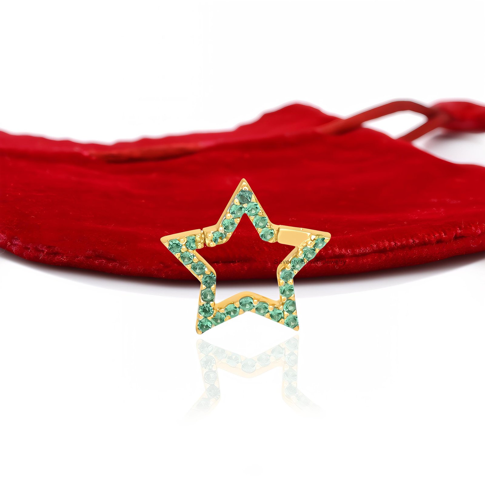 14k Gold Star Charm Enhancer, Gemstone Holder, Diamond - Seventy Seven Jewelry | SKU: SSMJH722-14KYGBSP,SSMJH722-14KYGTQ,SSMJ 14k Gold Star Charm Enhancer, Gemstone Holder, Diamond - Seventy Seven Jewelry | SKU: SSMJH722-14KYGBSP,SSMJH722-14KYGTQ,SSMJ