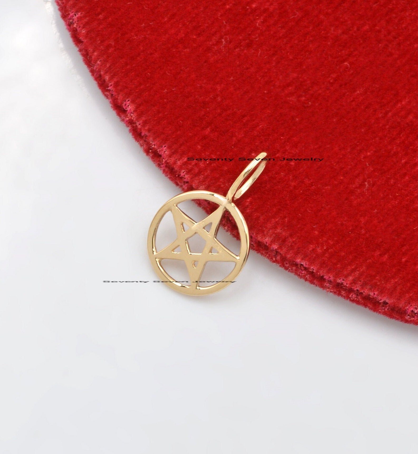 14k Gold Starburst Pendant: Religious Star Charm - Seventy Seven Jewelry | SKU: SSMJP856-14KYG-2026 14k Gold Starburst Pendant: Religious Star Charm - Seventy Seven Jewelry | SKU: SSMJP856-14KYG-2026