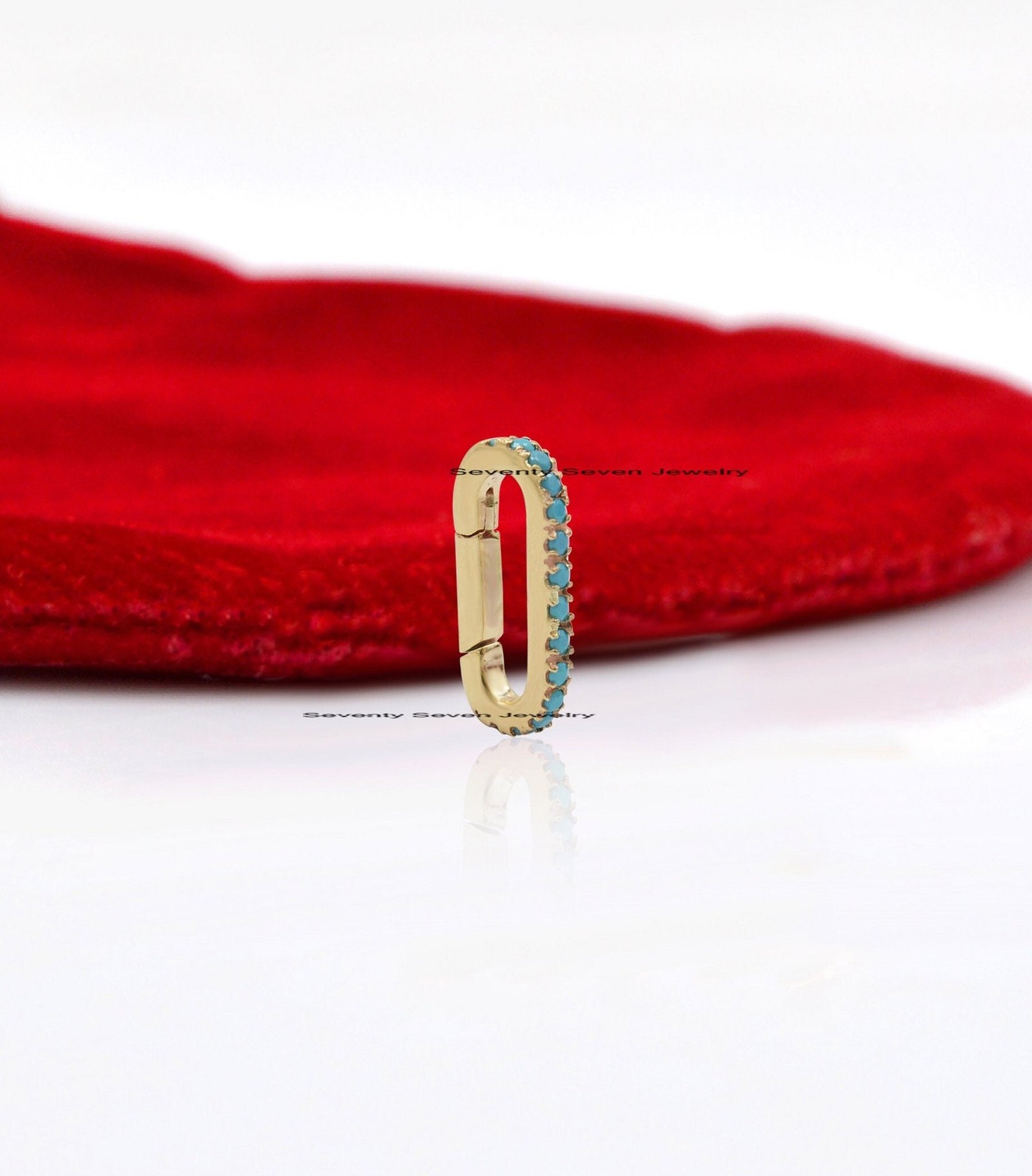 14K Gold Turquoise Enhancer Bail: Lab Diamond Elongated Link - View 4 - Seventy Seven Jewelry | SKU: SSMJH858-14KYGBSP,SSMJH8 14K Gold Turquoise Enhancer Bail: Lab Diamond Elongated Link - View 4 - Seventy Seven Jewelry | SKU: SSMJH858-14KYGBSP,SSMJH8