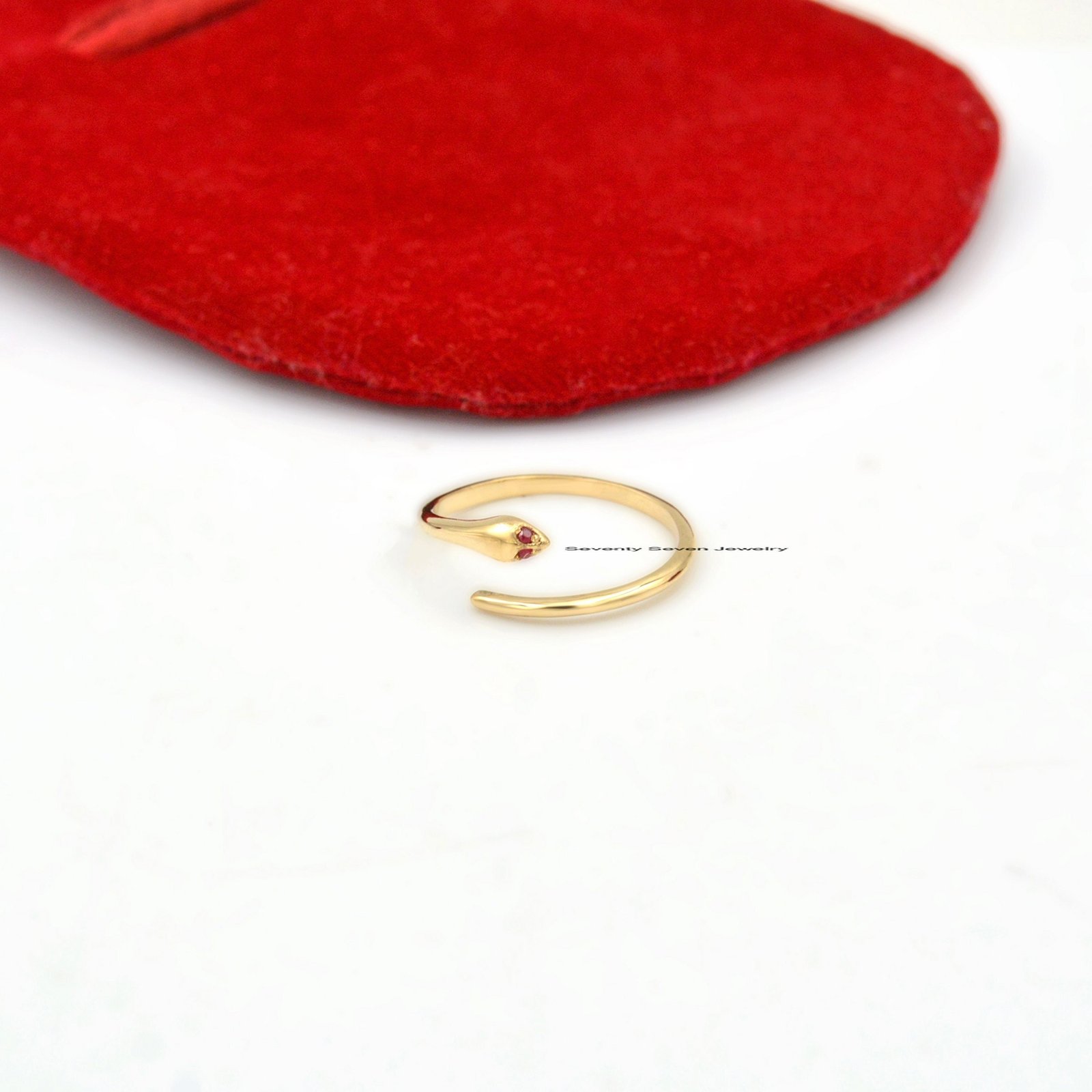 14K Solid Gold Diamond Snake Ring: Minimalist Jewelry - Seventy Seven Jewelry | SKU: SSMJR03-14KYGDI-2026 14K Solid Gold Diamond Snake Ring: Minimalist Jewelry - Seventy Seven Jewelry | SKU: SSMJR03-14KYGDI-2026