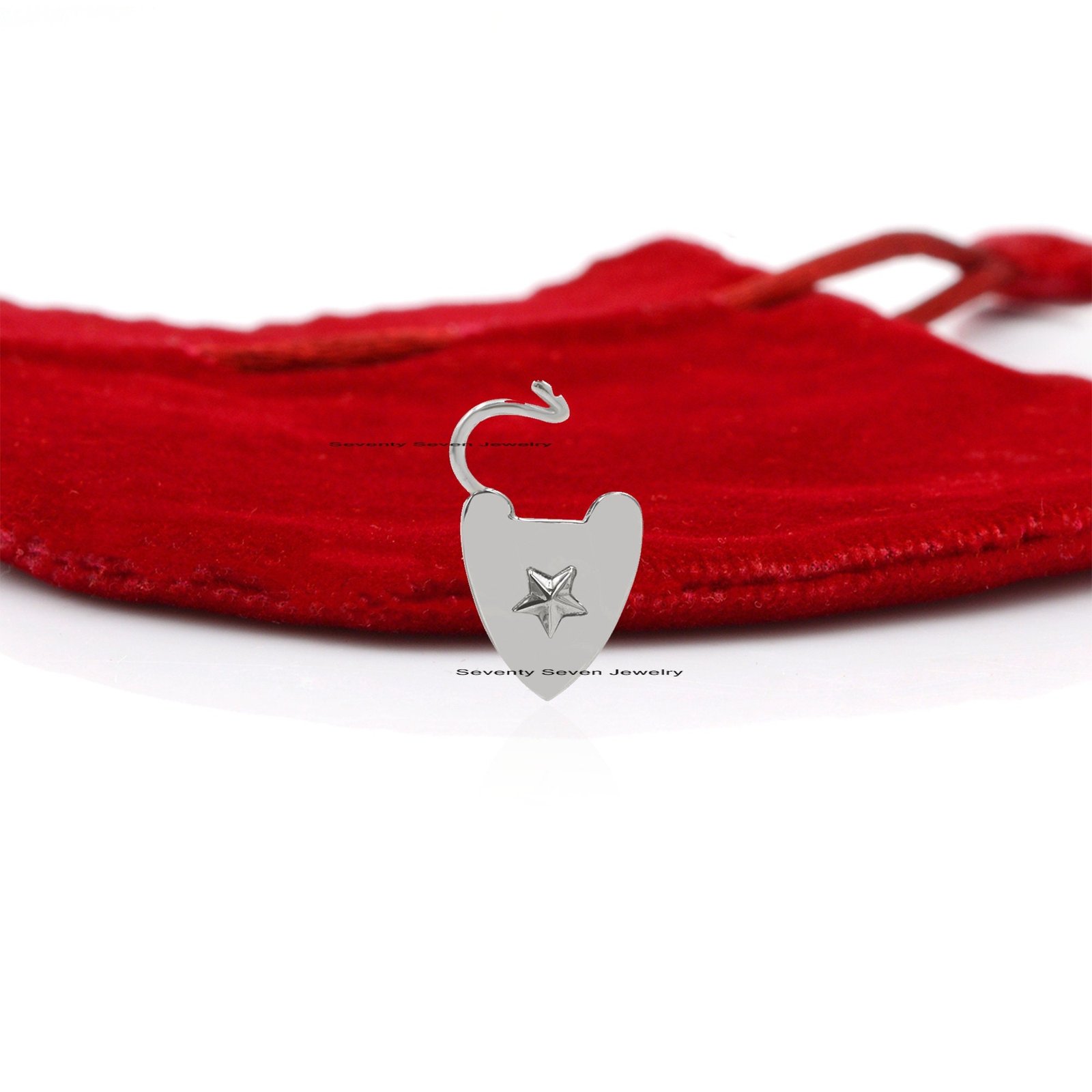 14K Solid Gold Heart Padlock Pendant: Openable Connector - View 3 - Seventy Seven Jewelry | SKU: SSMJH47-14KYG-2026 14K Solid Gold Heart Padlock Pendant: Openable Connector - View 3 - Seventy Seven Jewelry | SKU: SSMJH47-14KYG-2026