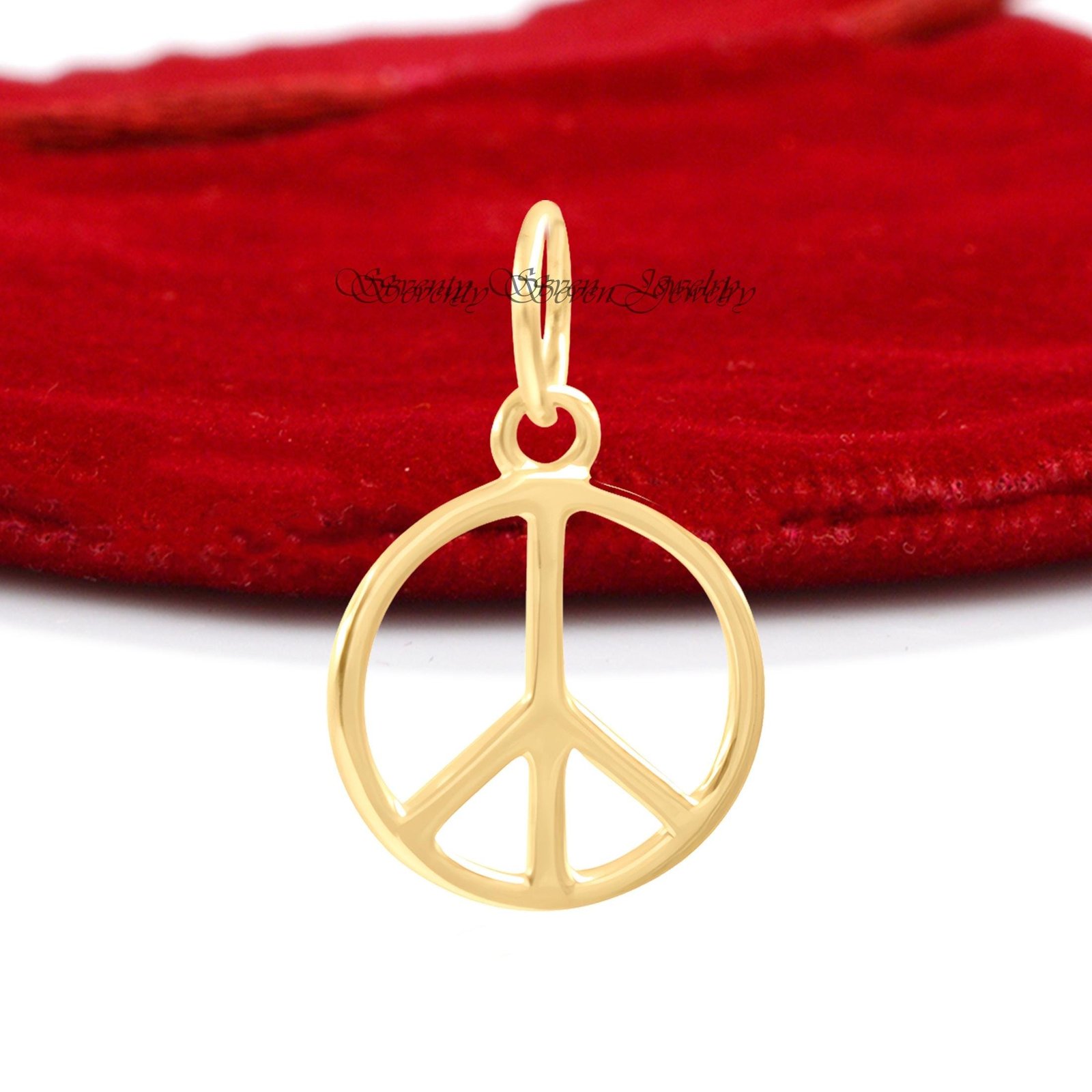 14k Solid Gold Peace Pendant - Dainty Charm - Seventy Seven Jewelry | SKU: SSMJP566-14KYG-2026 14k Solid Gold Peace Pendant - Dainty Charm - Seventy Seven Jewelry | SKU: SSMJP566-14KYG-2026