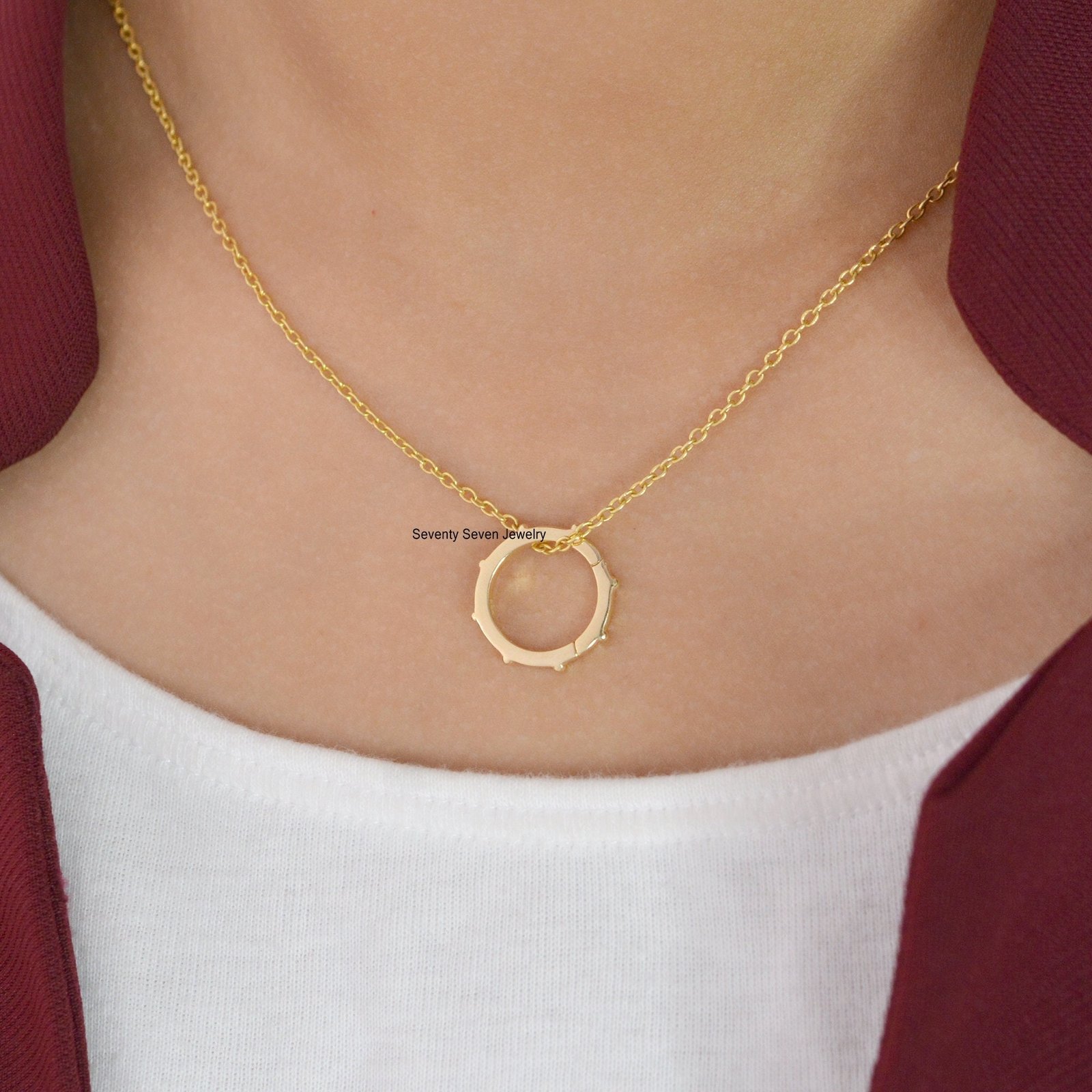 14K Solid Gold Round Charm Enhancer - Ball Lock (15*15 MM) - View 2 - Seventy Seven Jewelry | SKU: SSMJH448-14KYG-2026 14K Solid Gold Round Charm Enhancer - Ball Lock (15*15 MM) - View 2 - Seventy Seven Jewelry | SKU: SSMJH448-14KYG-2026