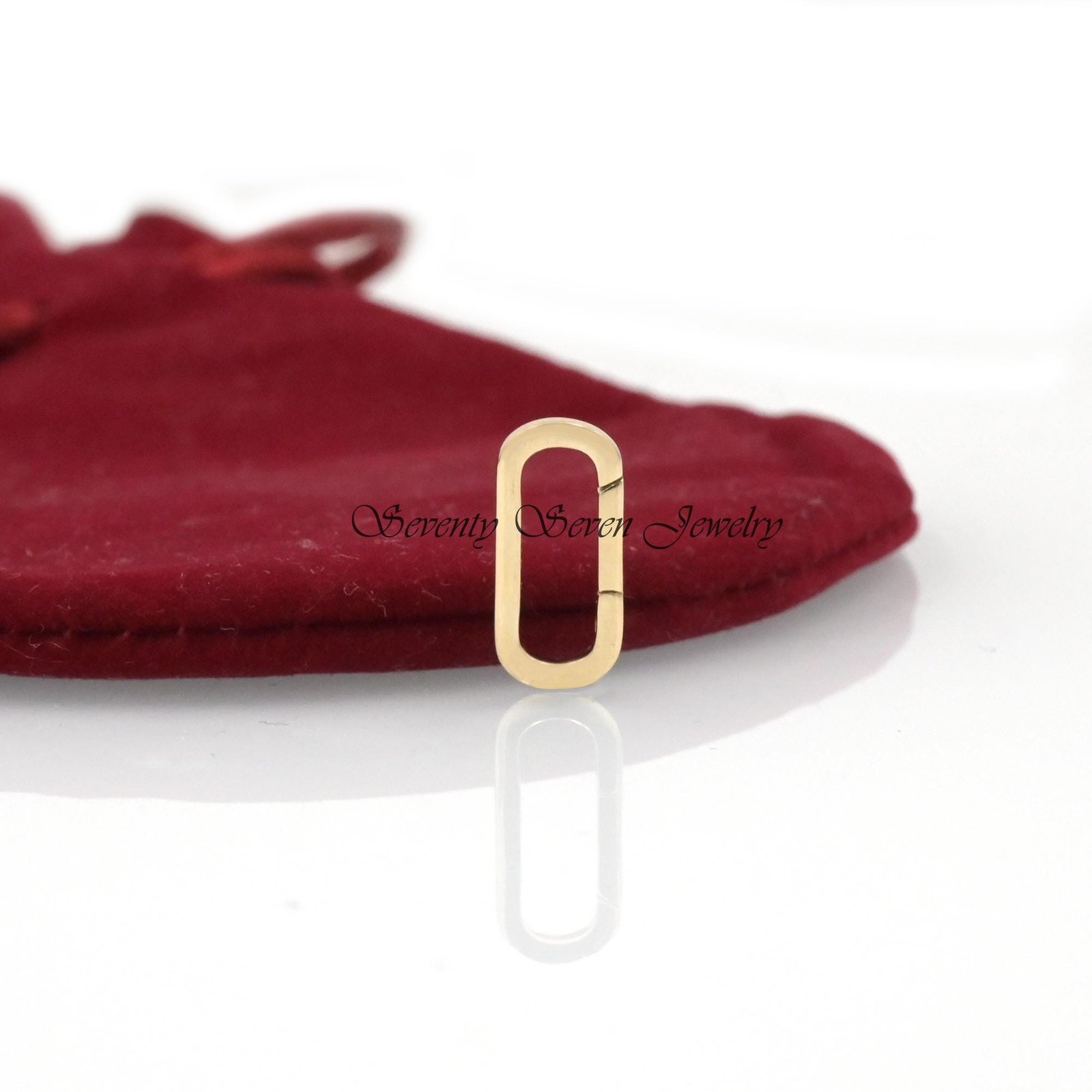 18K Gold Charm Enhancer Link: Elongated Oval Pendant (15x7 MM) - View 5 - Seventy Seven Jewelry | SKU: SSMJH445-18KYG-2026 18K Gold Charm Enhancer Link: Elongated Oval Pendant (15x7 MM) - View 5 - Seventy Seven Jewelry | SKU: SSMJH445-18KYG-2026