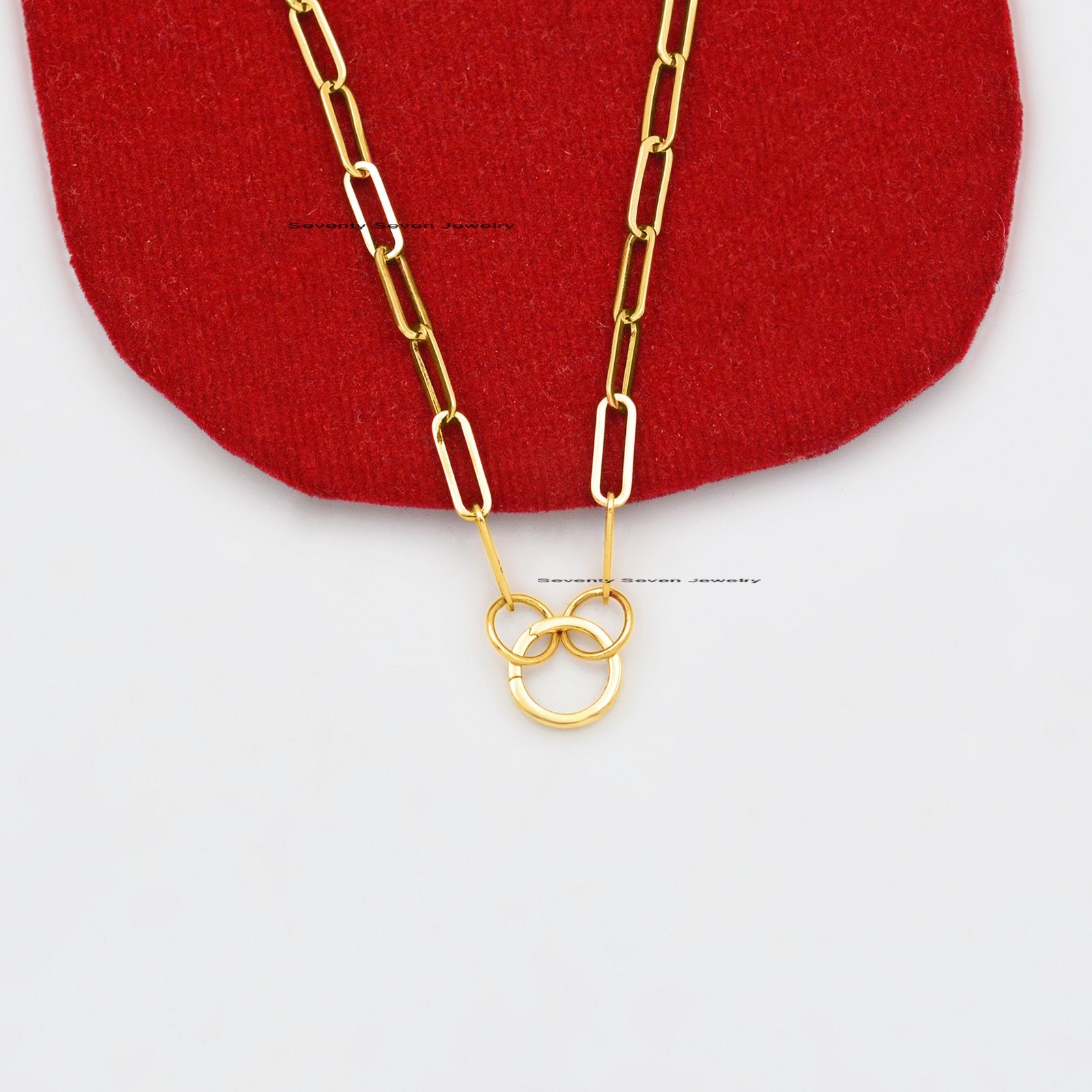 18K Gold Charm Holder Enhancer: Pendant Lock (10x10 MM) - View 3 - Seventy Seven Jewelry | SKU: SSMJH119-18KYG-2026 18K Gold Charm Holder Enhancer: Pendant Lock (10x10 MM) - View 3 - Seventy Seven Jewelry | SKU: SSMJH119-18KYG-2026