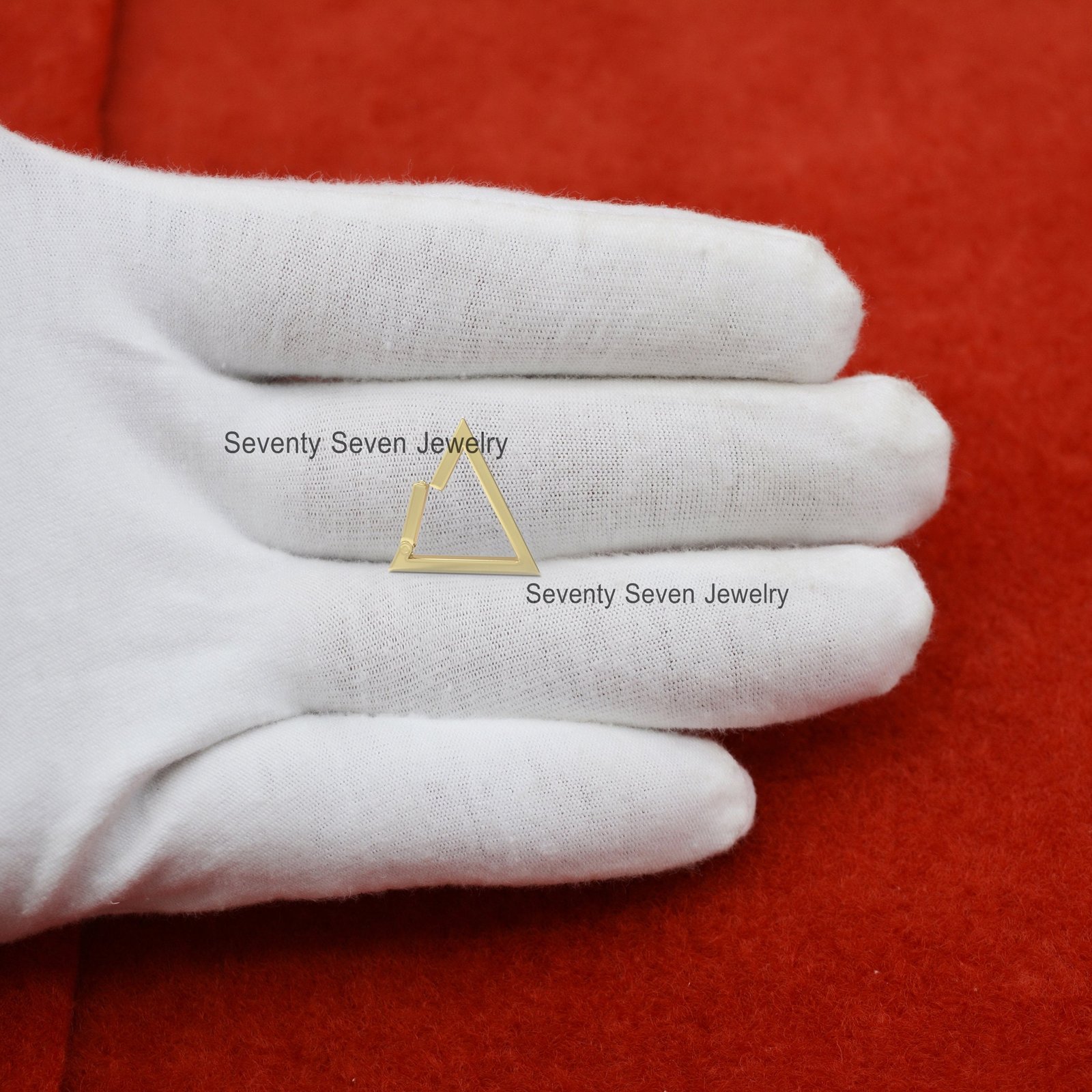 18K Gold Charm Holder Enhancer: Triangle Lock - View 4 - Seventy Seven Jewelry | SKU: SSMJH450-18KYG-2026 18K Gold Charm Holder Enhancer: Triangle Lock - View 4 - Seventy Seven Jewelry | SKU: SSMJH450-18KYG-2026
