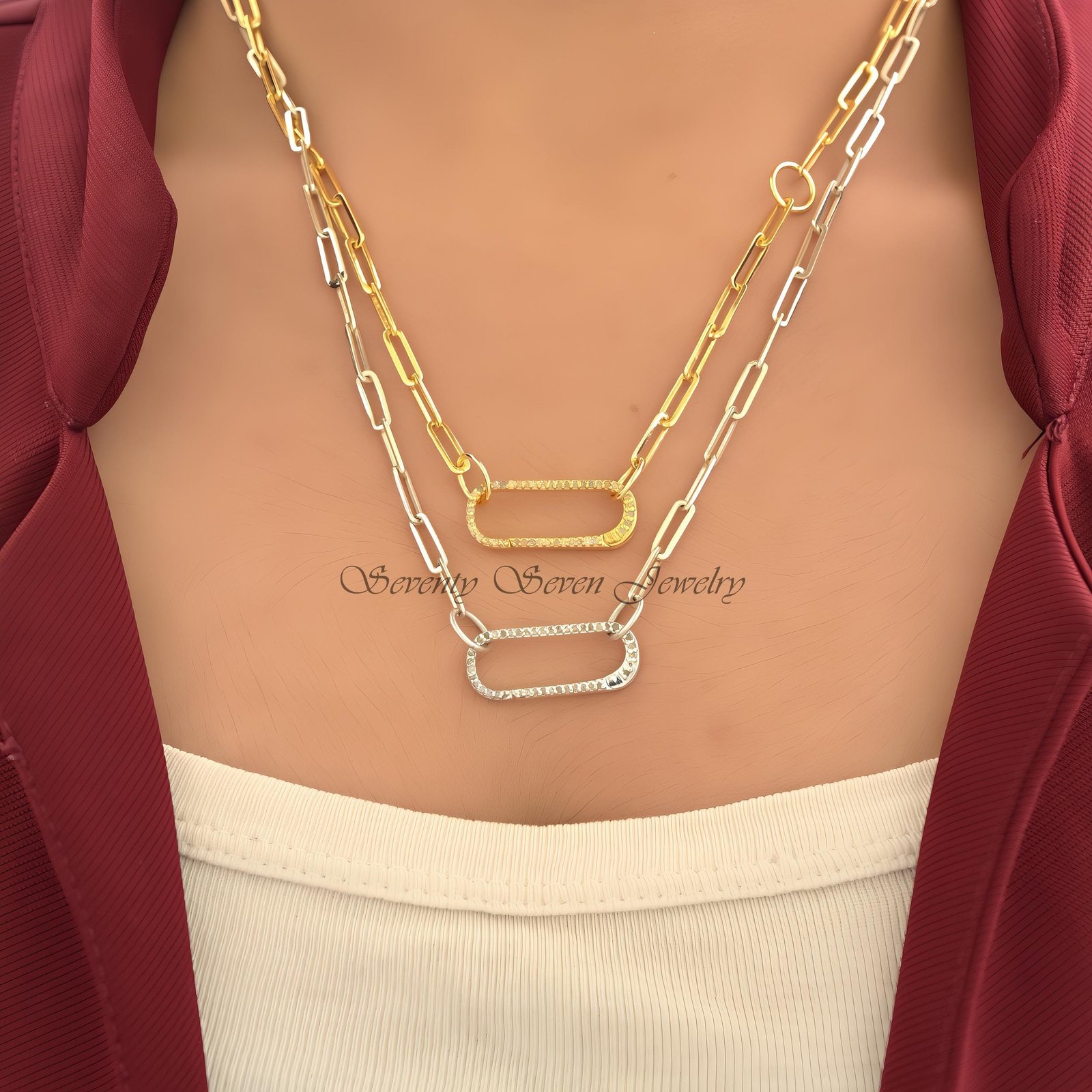 18K Gold Diamond Enhancer Pendant: Solid Charm Holder - View 2 - Seventy Seven Jewelry | SKU: SSMJP73-18KYGDI-2026 18K Gold Diamond Enhancer Pendant: Solid Charm Holder - View 2 - Seventy Seven Jewelry | SKU: SSMJP73-18KYGDI-2026
