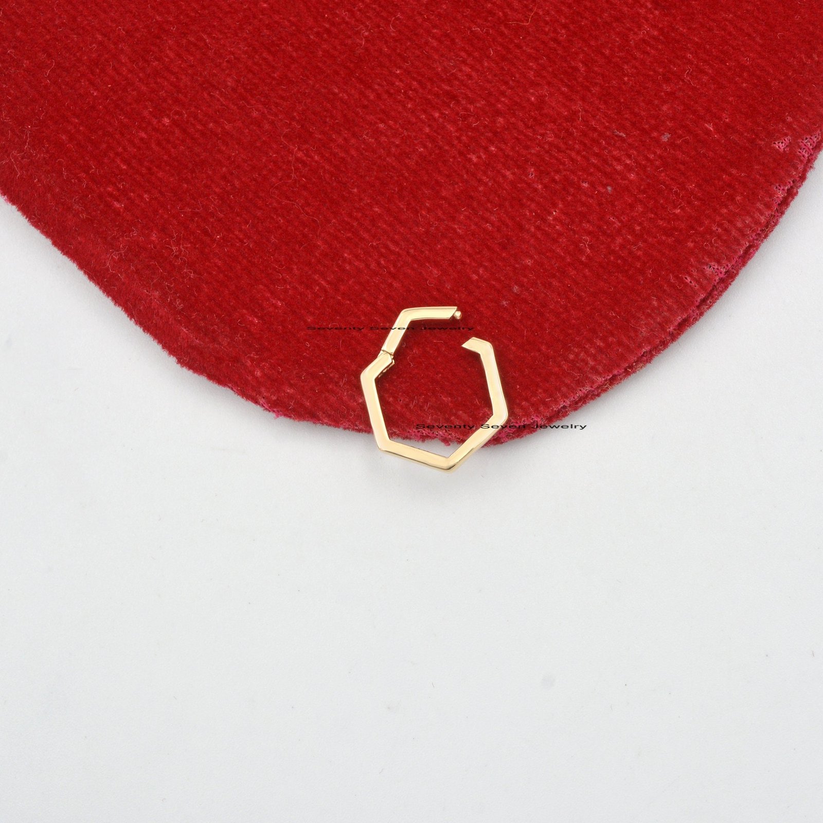 18K Gold Hexagon Charm Holder, Enhancer Lock (15x15 MM) - View 2 - Seventy Seven Jewelry | SKU: SSMJH449-18KYG-2026 18K Gold Hexagon Charm Holder, Enhancer Lock (15x15 MM) - View 2 - Seventy Seven Jewelry | SKU: SSMJH449-18KYG-2026