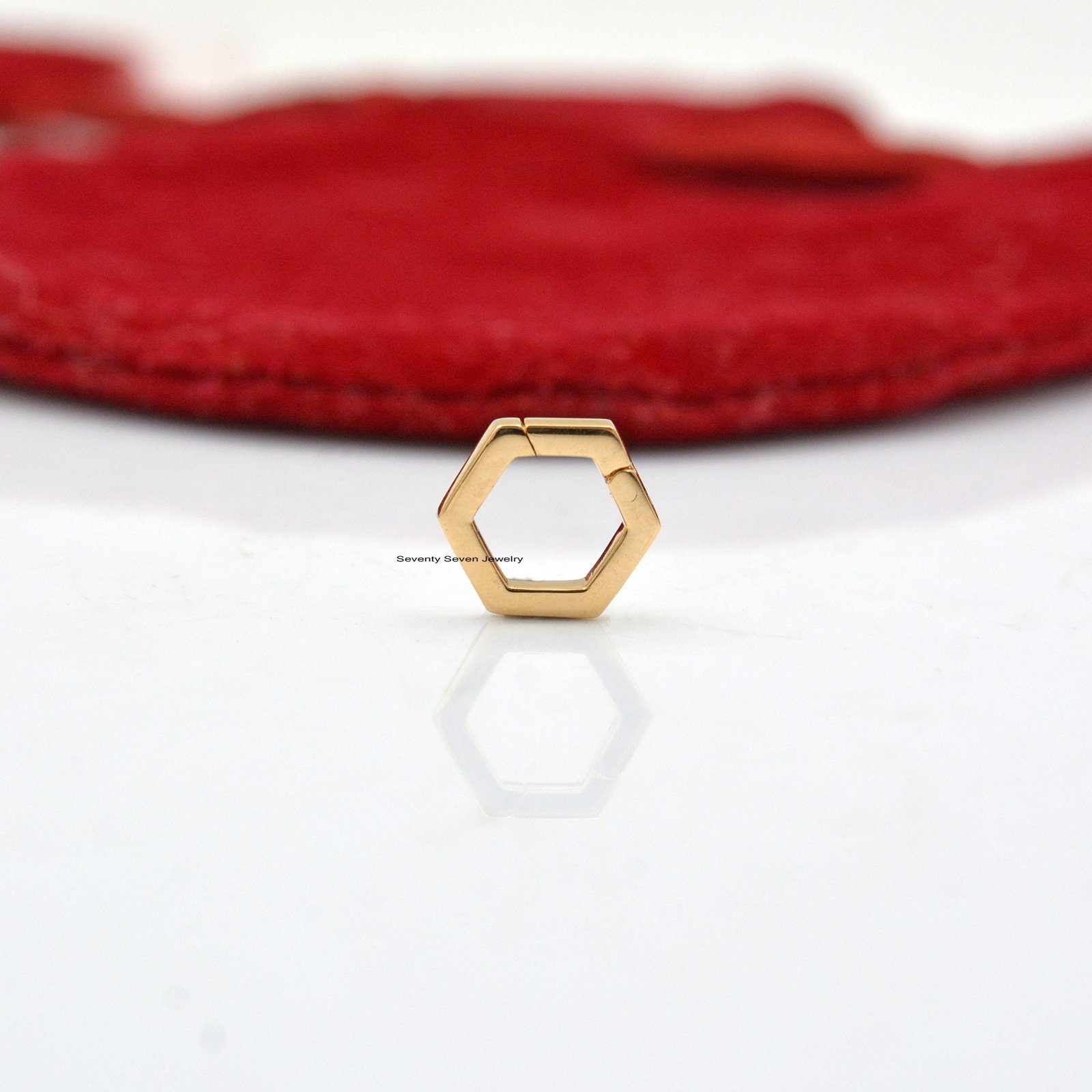 18K Gold Hexagon Charm Holder, Enhancer Lock (15x15 MM) - View 7 - Seventy Seven Jewelry | SKU: SSMJH449-18KYG-2026 18K Gold Hexagon Charm Holder, Enhancer Lock (15x15 MM) - View 7 - Seventy Seven Jewelry | SKU: SSMJH449-18KYG-2026