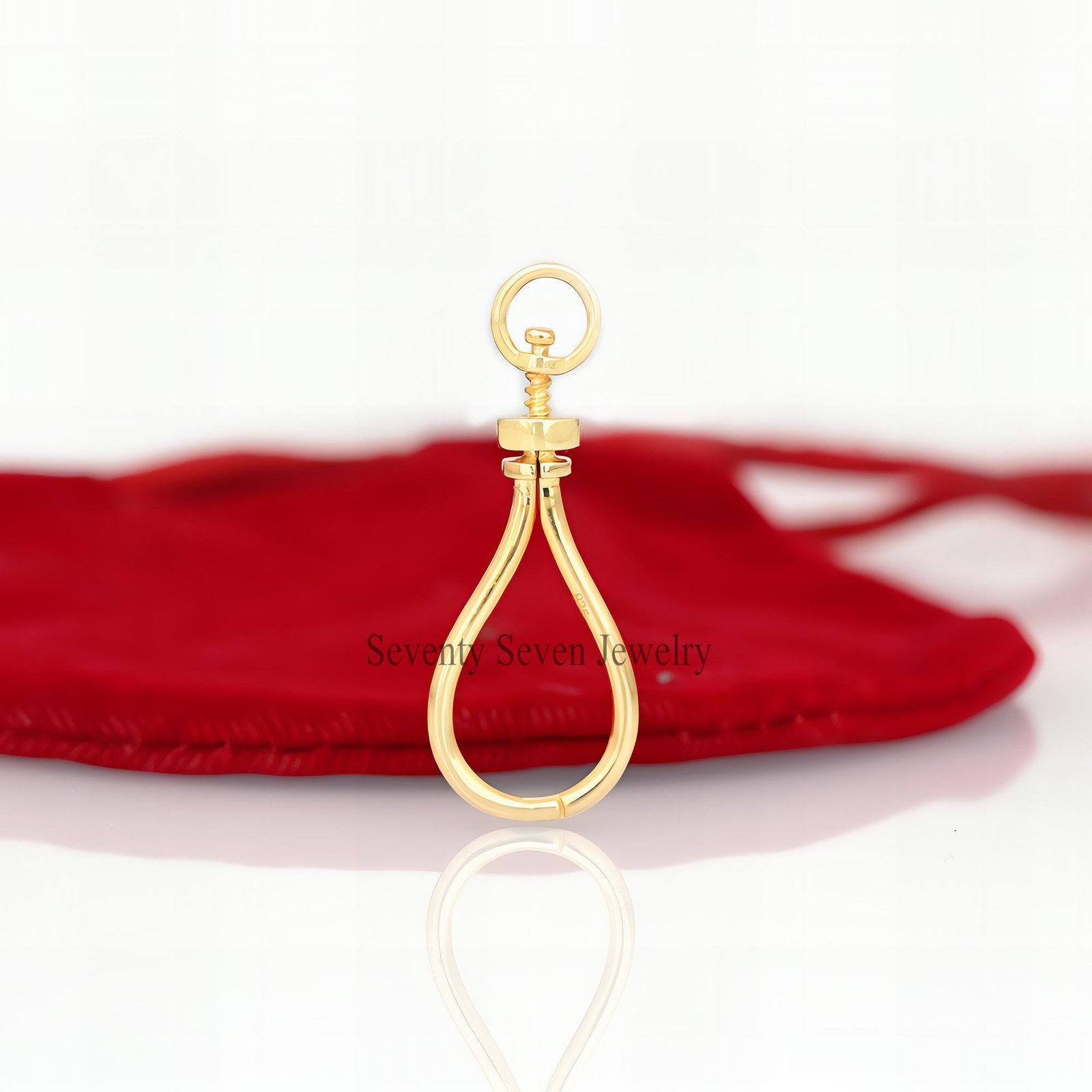 925 Silver Anchor Hook Charm Enhancer: Gold Push Lock (35*14 MM) - Seventy Seven Jewelry | SKU: SSMJF213-SLYG-2026 925 Silver Anchor Hook Charm Enhancer: Gold Push Lock (35*14 MM) - Seventy Seven Jewelry | SKU: SSMJF213-SLYG-2026