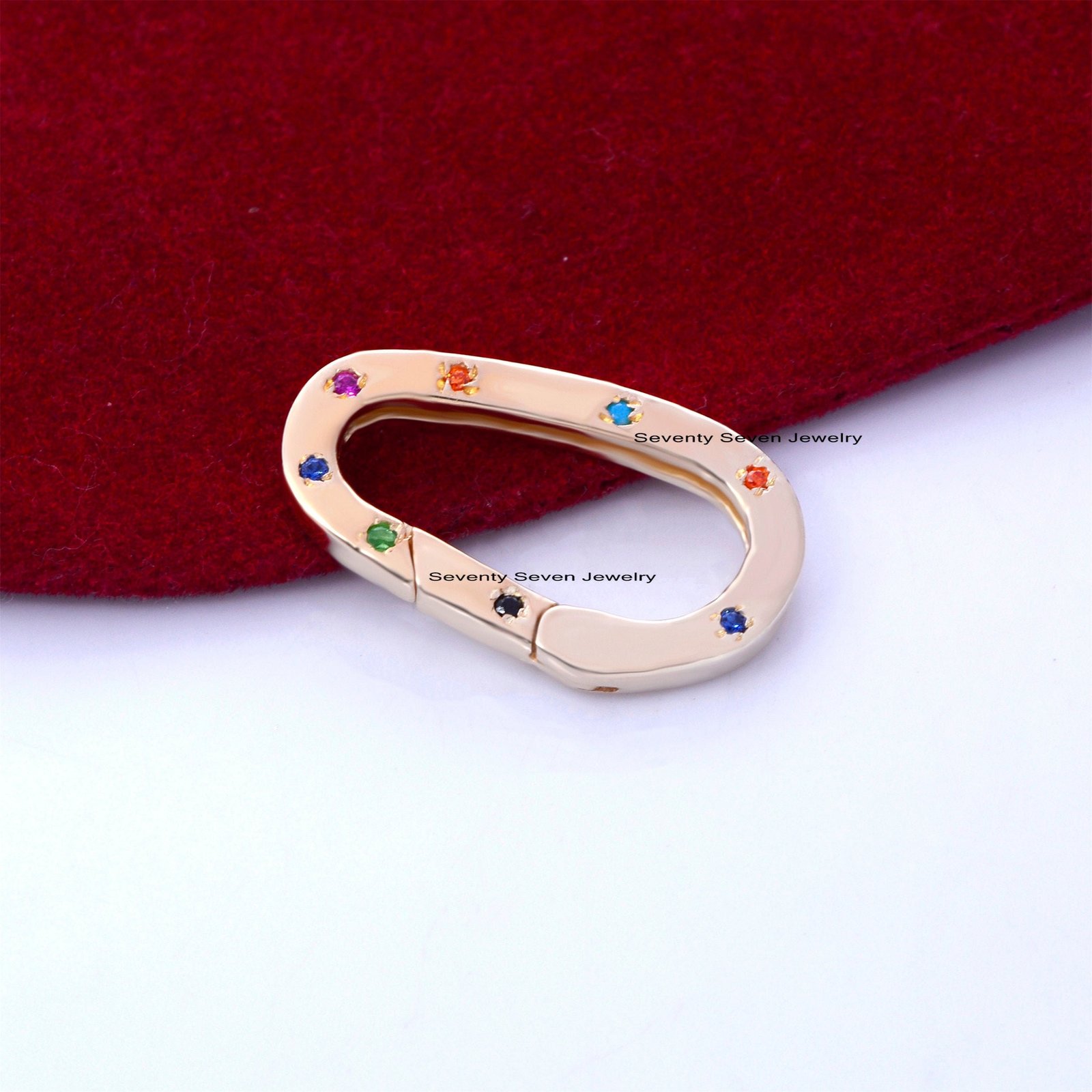 925 Silver Charm Enhancer: Gemstone Spring Lock, Thick Link - View 3 - Seventy Seven Jewelry | SKU: SSMJP702-SLYGDI-V2026,SSM 925 Silver Charm Enhancer: Gemstone Spring Lock, Thick Link - View 3 - Seventy Seven Jewelry | SKU: SSMJP702-SLYGDI-V2026,SSM