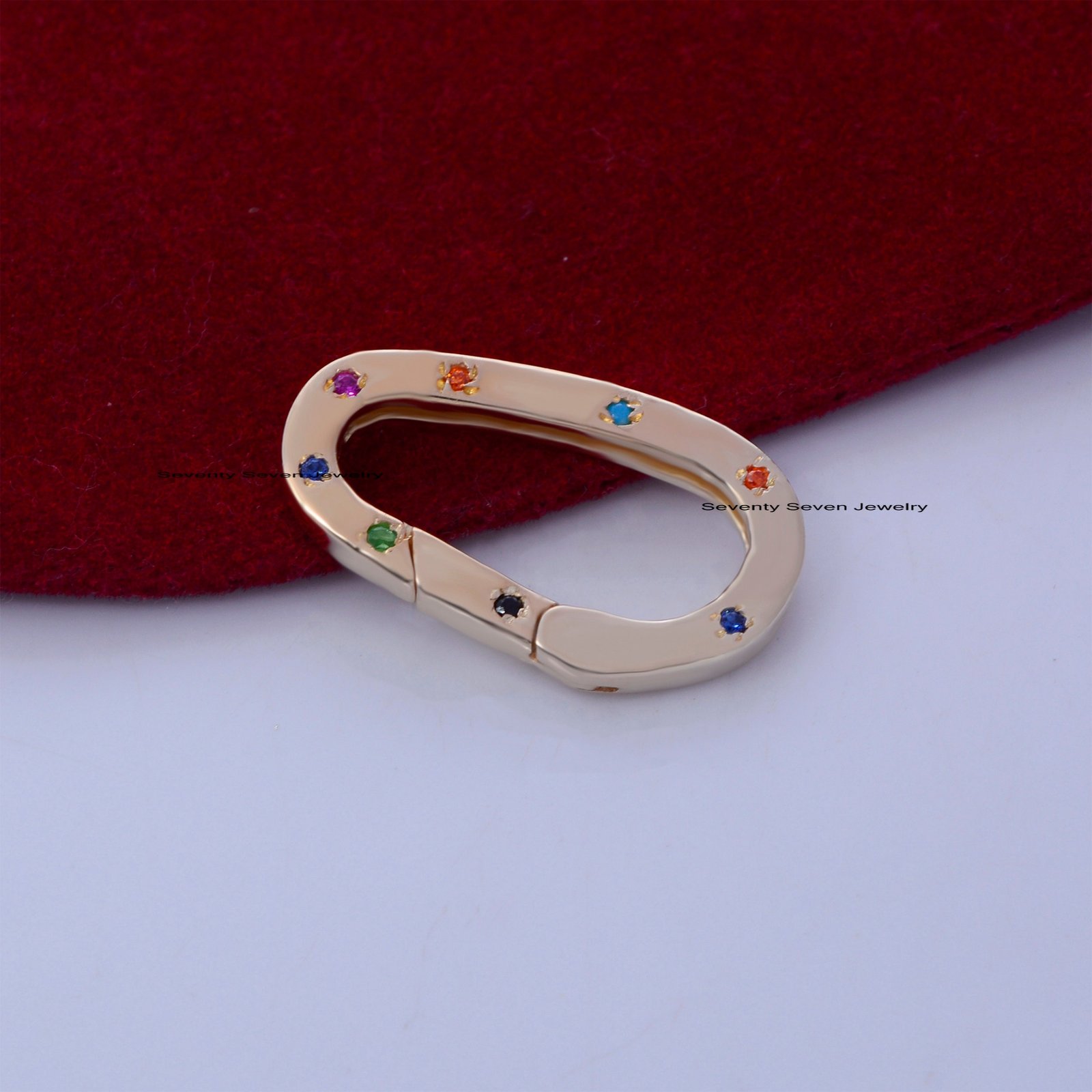 925 Silver Charm Enhancer: Gemstone Spring Lock, Thick Link - View 7 - Seventy Seven Jewelry | SKU: SSMJP702-SLYGDI-V2026,SSM 925 Silver Charm Enhancer: Gemstone Spring Lock, Thick Link - View 7 - Seventy Seven Jewelry | SKU: SSMJP702-SLYGDI-V2026,SSM