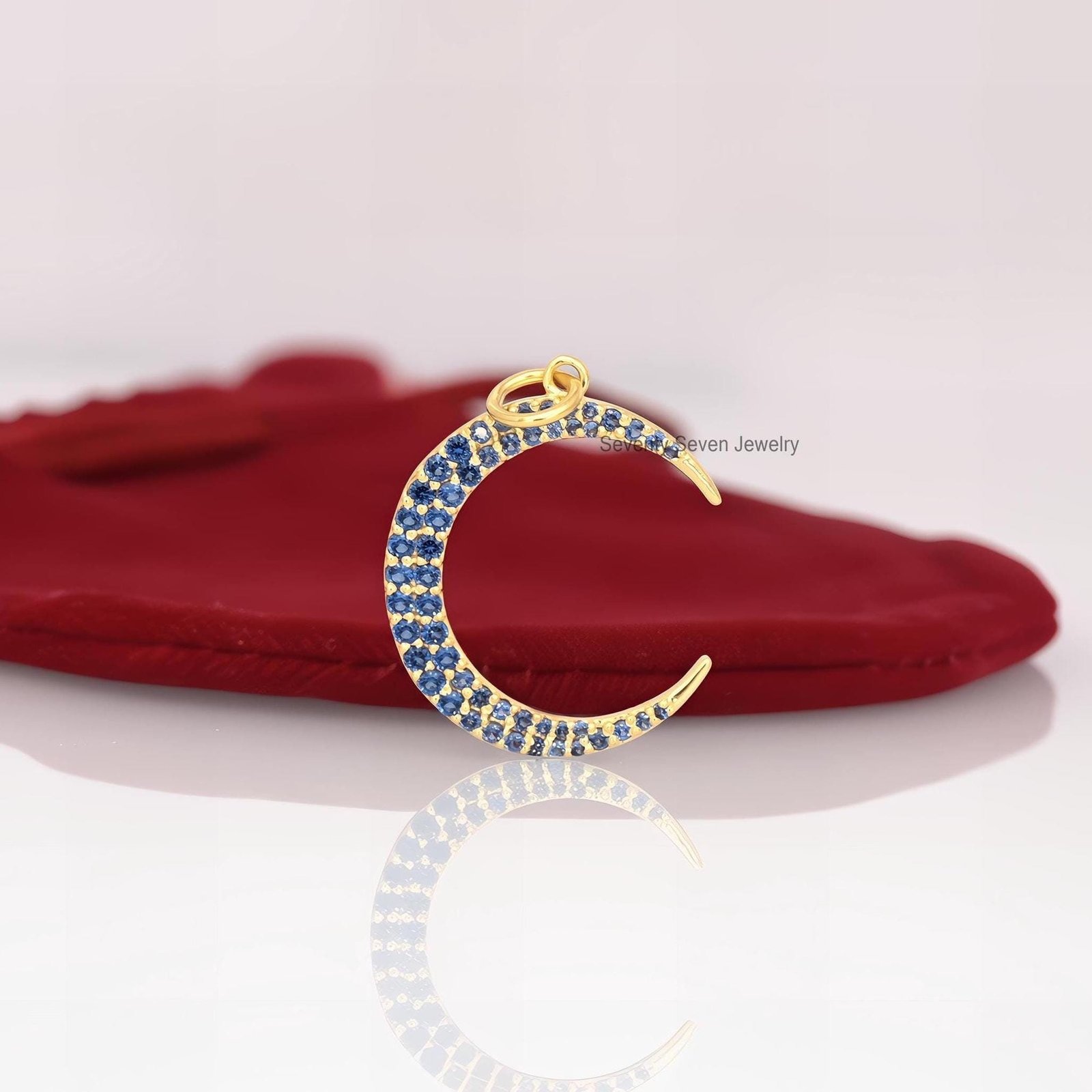 925 Silver Crescent Moon Pendant: Ruby or Diamond Charm (26 MM) - Seventy Seven Jewelry | SKU: SSMJP1065-SLYGRU-26M-2026 925 Silver Crescent Moon Pendant: Ruby or Diamond Charm (26 MM) - Seventy Seven Jewelry | SKU: SSMJP1065-SLYGRU-26M-2026